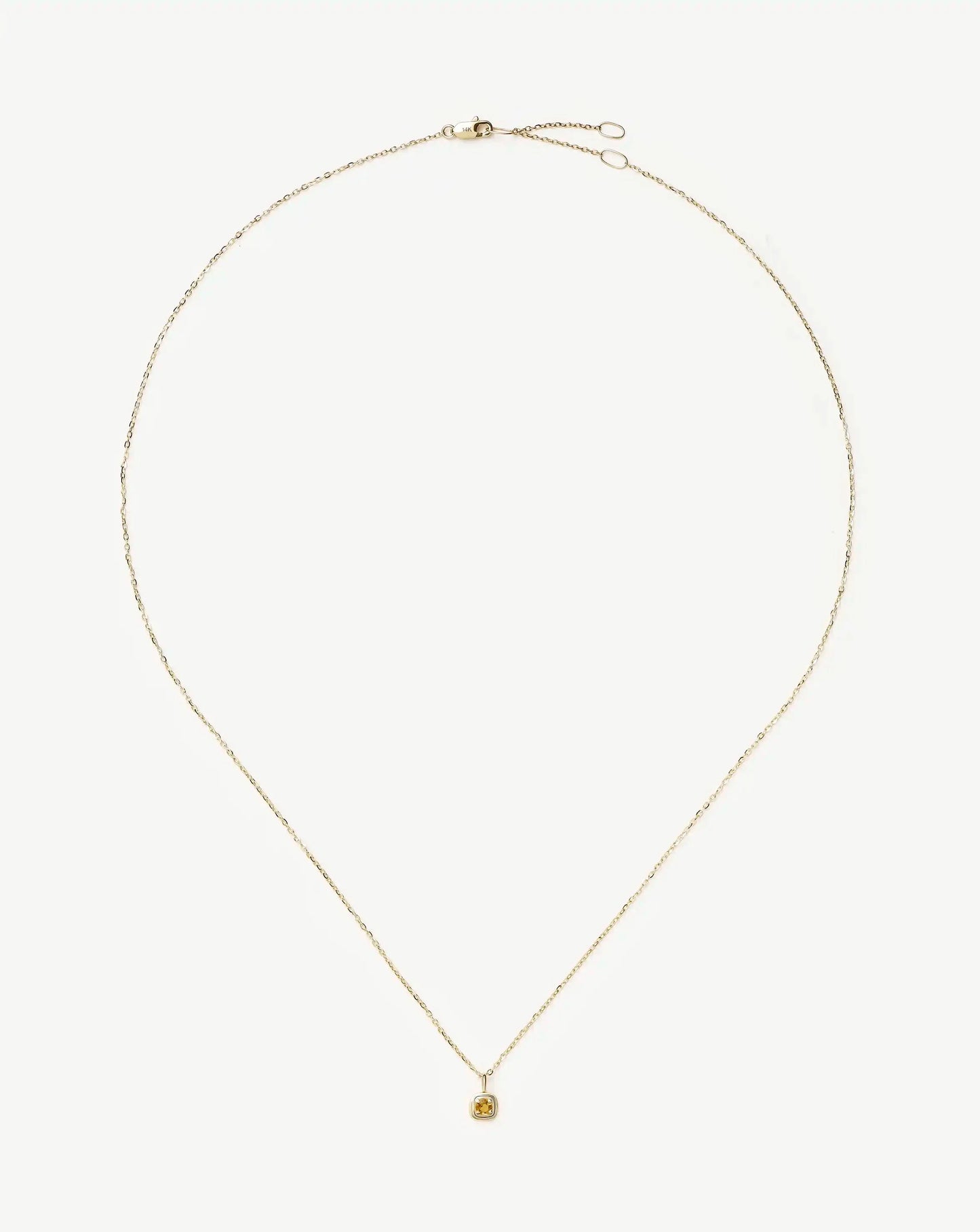 Solid Gold November Birthstone Pendant Necklace | 14k Solid Gold/Citrine