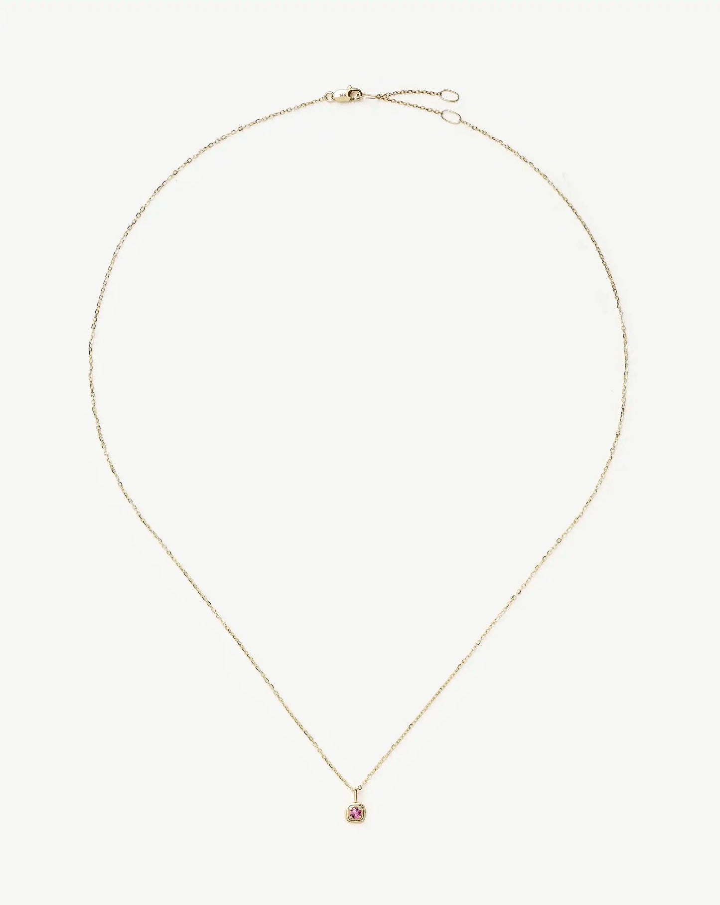 Solid Gold October Birthstone Pendant Necklace | 14k Solid Gold/Pink Tourmaline