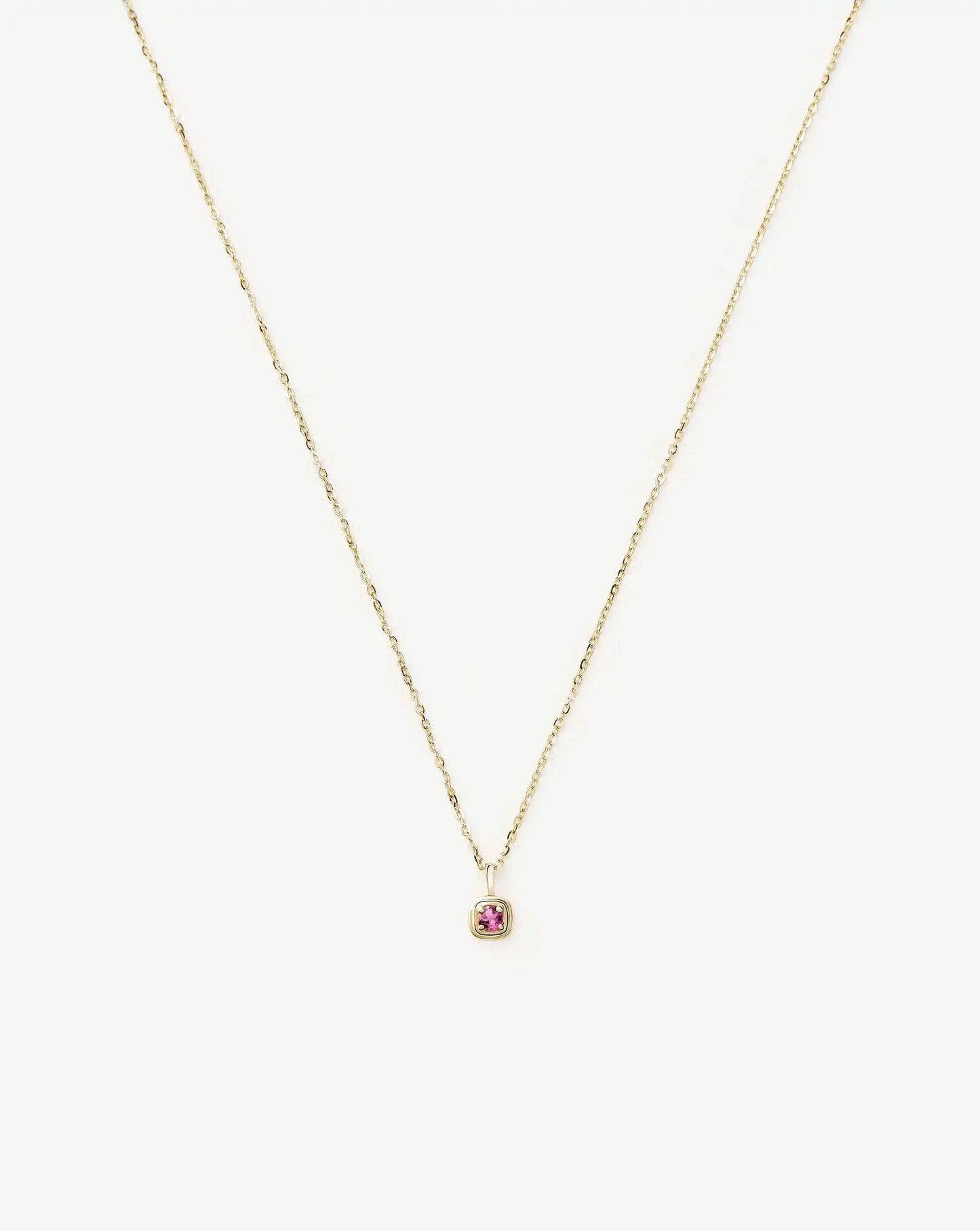Solid Gold October Birthstone Pendant Necklace | 14k Solid Gold/Pink Tourmaline