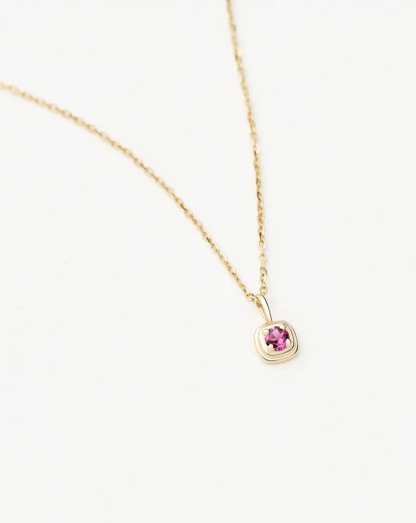 Solid Gold October Birthstone Pendant Necklace | 14k Solid Gold/Pink Tourmaline