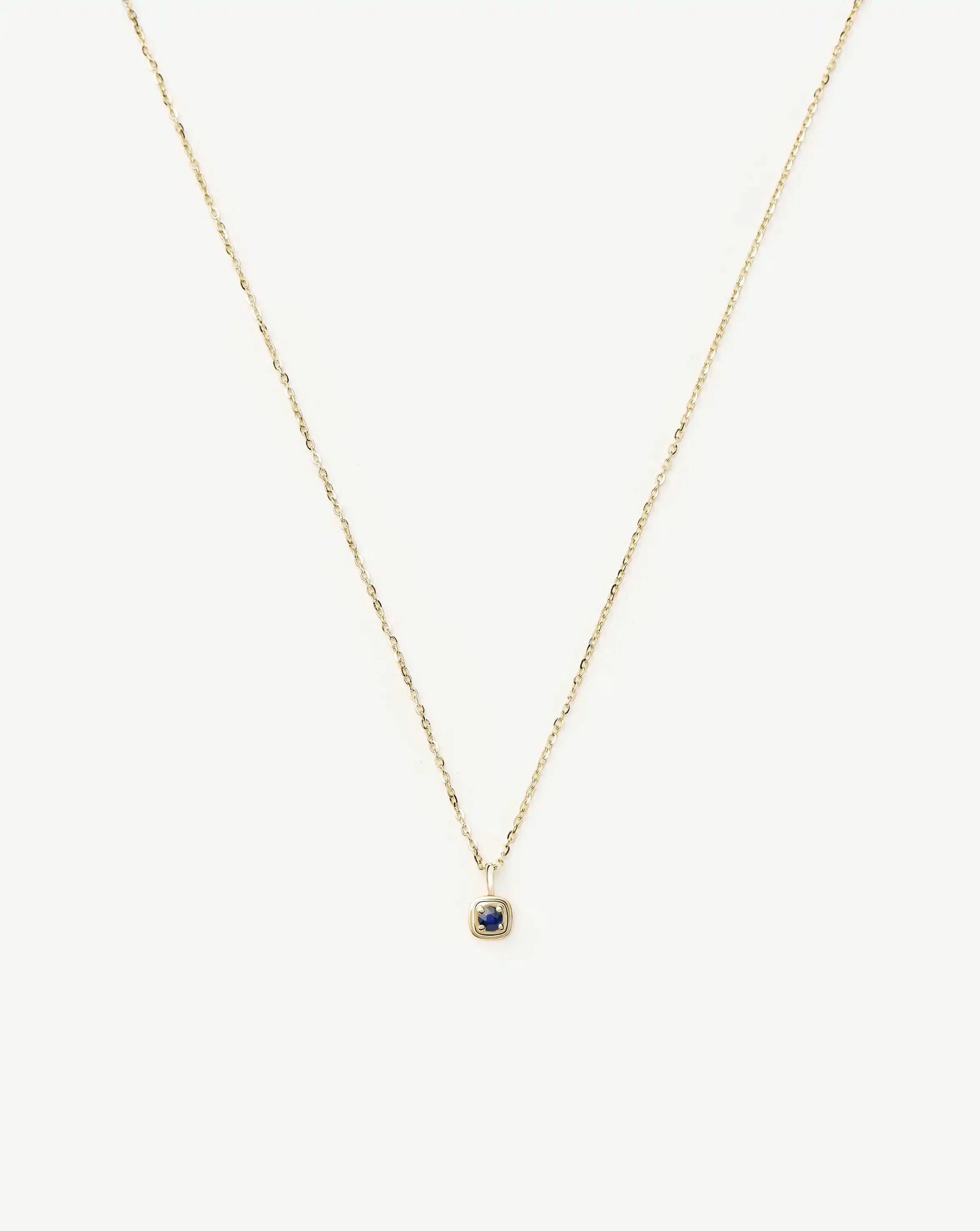 Solid Gold September Birthstone Pendant Necklace | 14k Solid Gold/Blue Sapphire