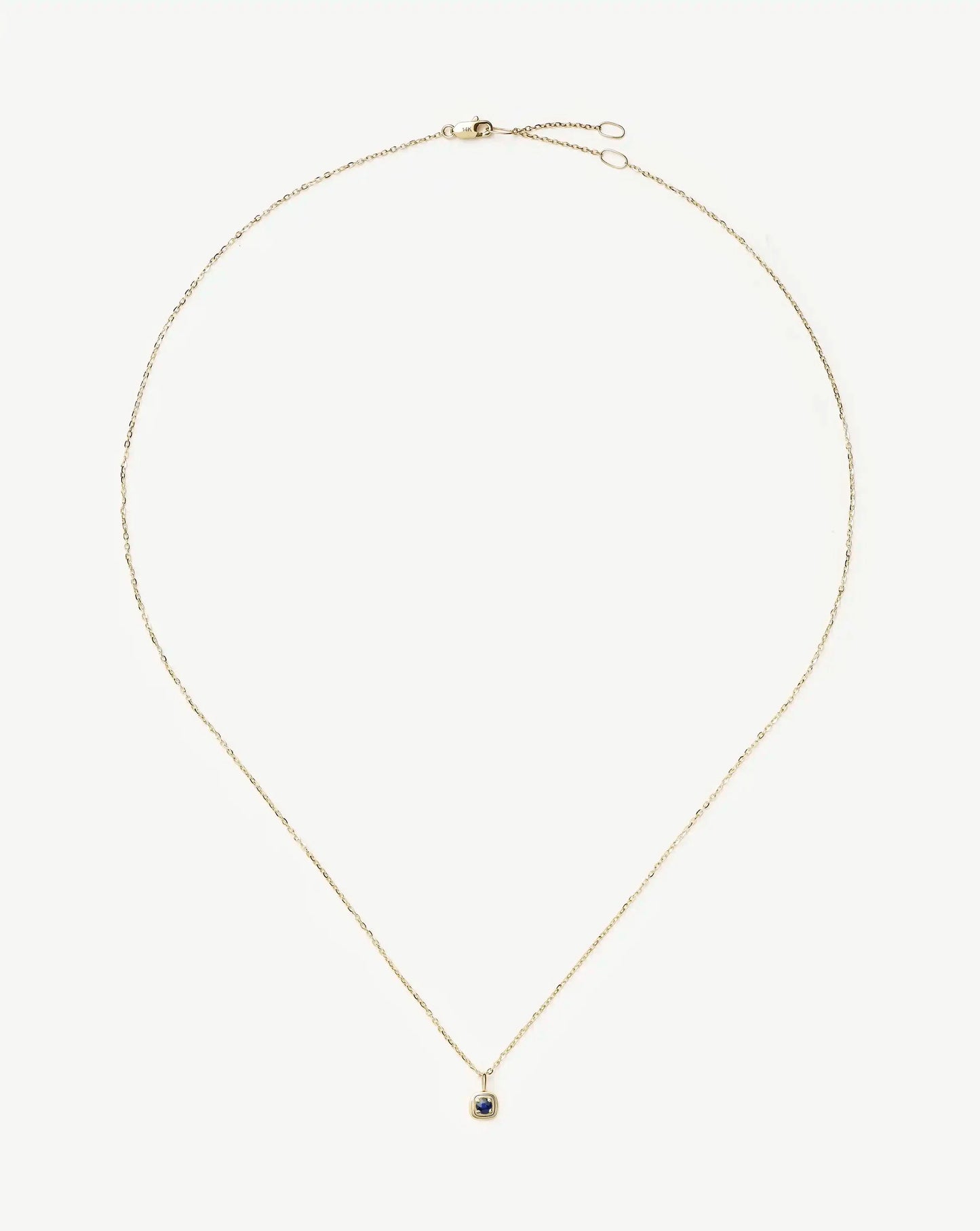 Solid Gold September Birthstone Pendant Necklace | 14k Solid Gold/Blue Sapphire