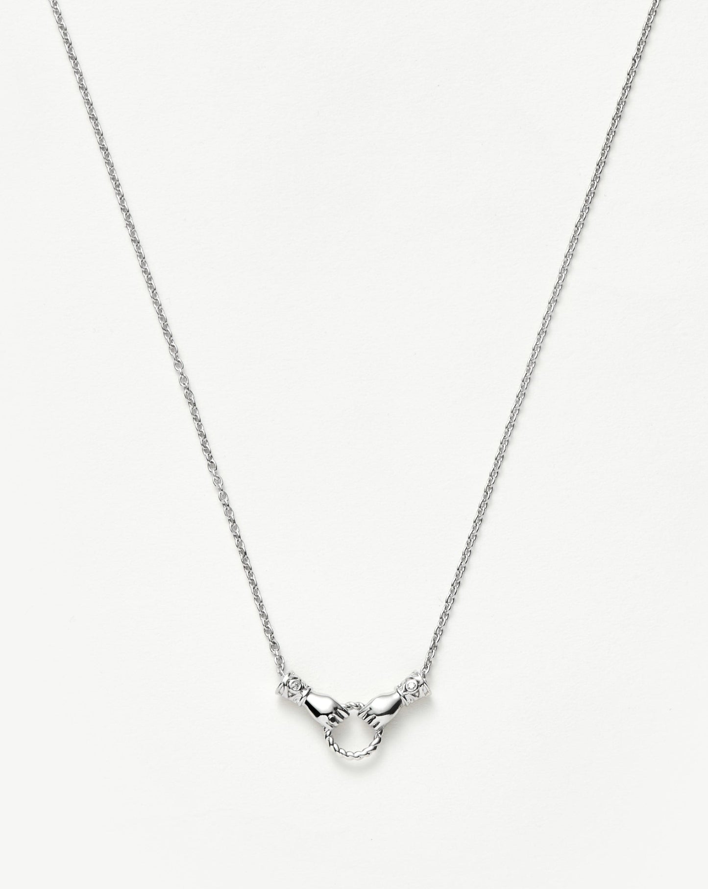 Harris Reed In Good Hands Mini Pendant Slider Necklace | Silver Plated/Cubic Zirconia & Black Onyx