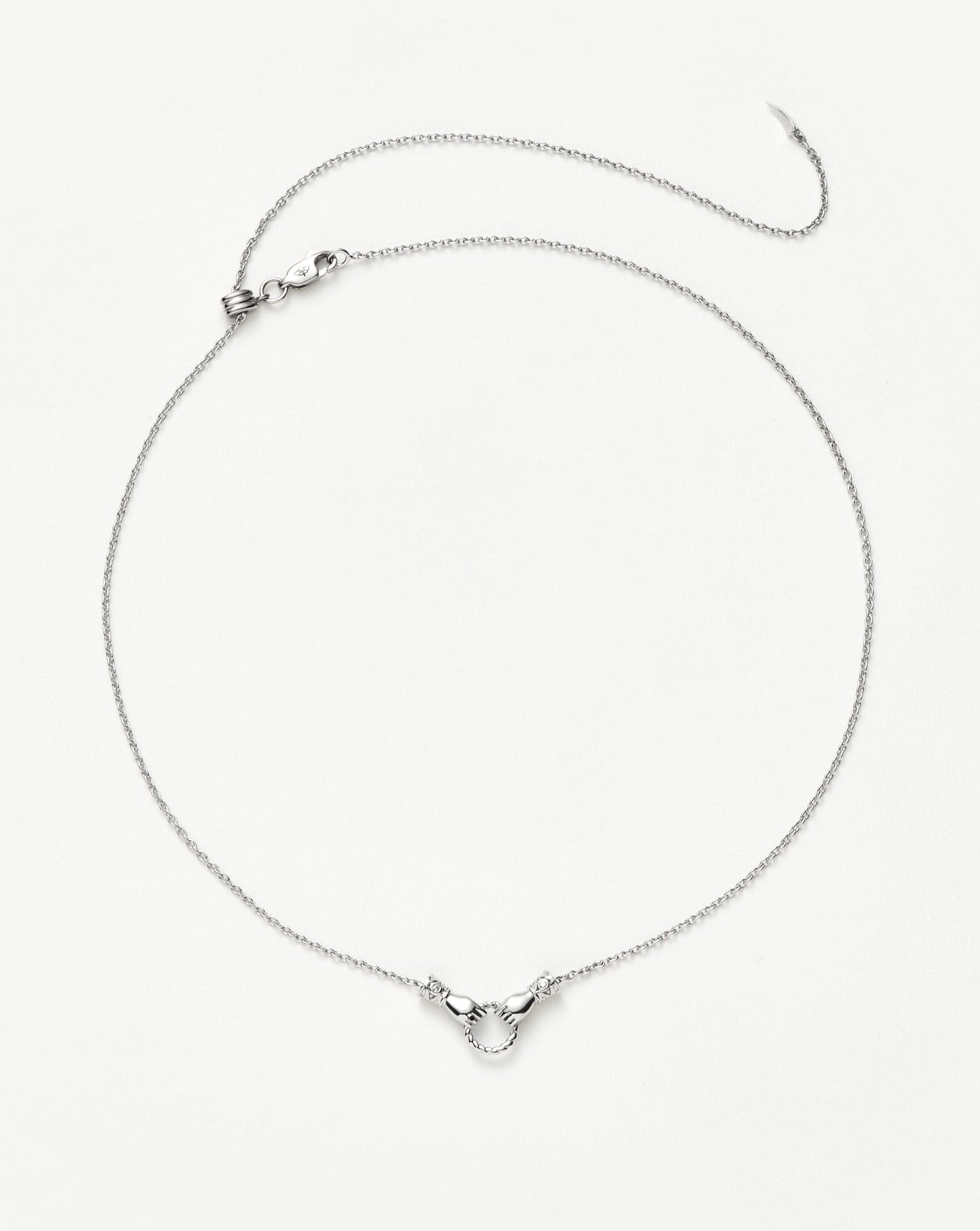 Harris Reed In Good Hands Mini Pendant Slider Necklace | Silver Plated/Cubic Zirconia & Black Onyx