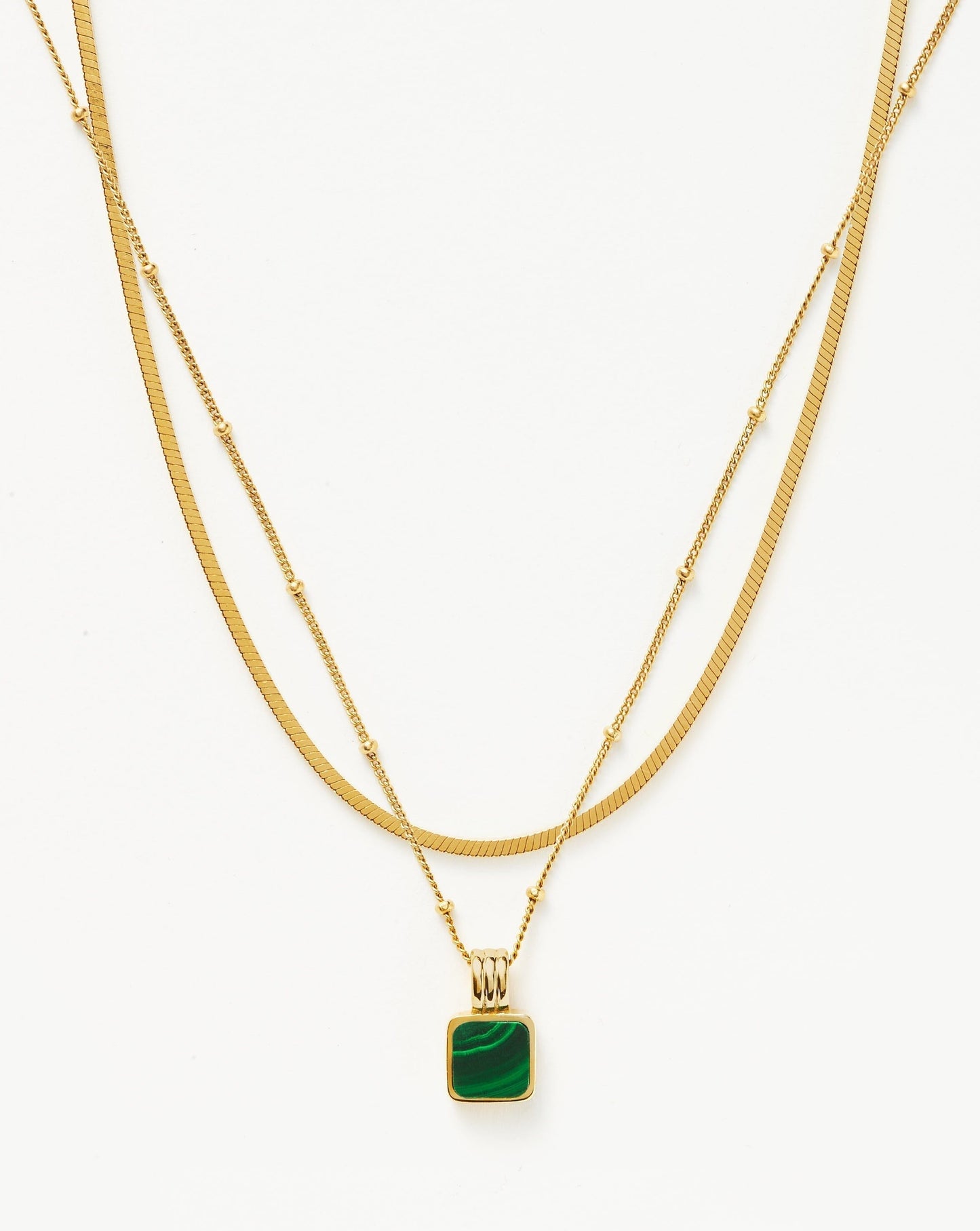 The Signature Gemstone Necklace Set | 18k Gold Vermeil/Malachite