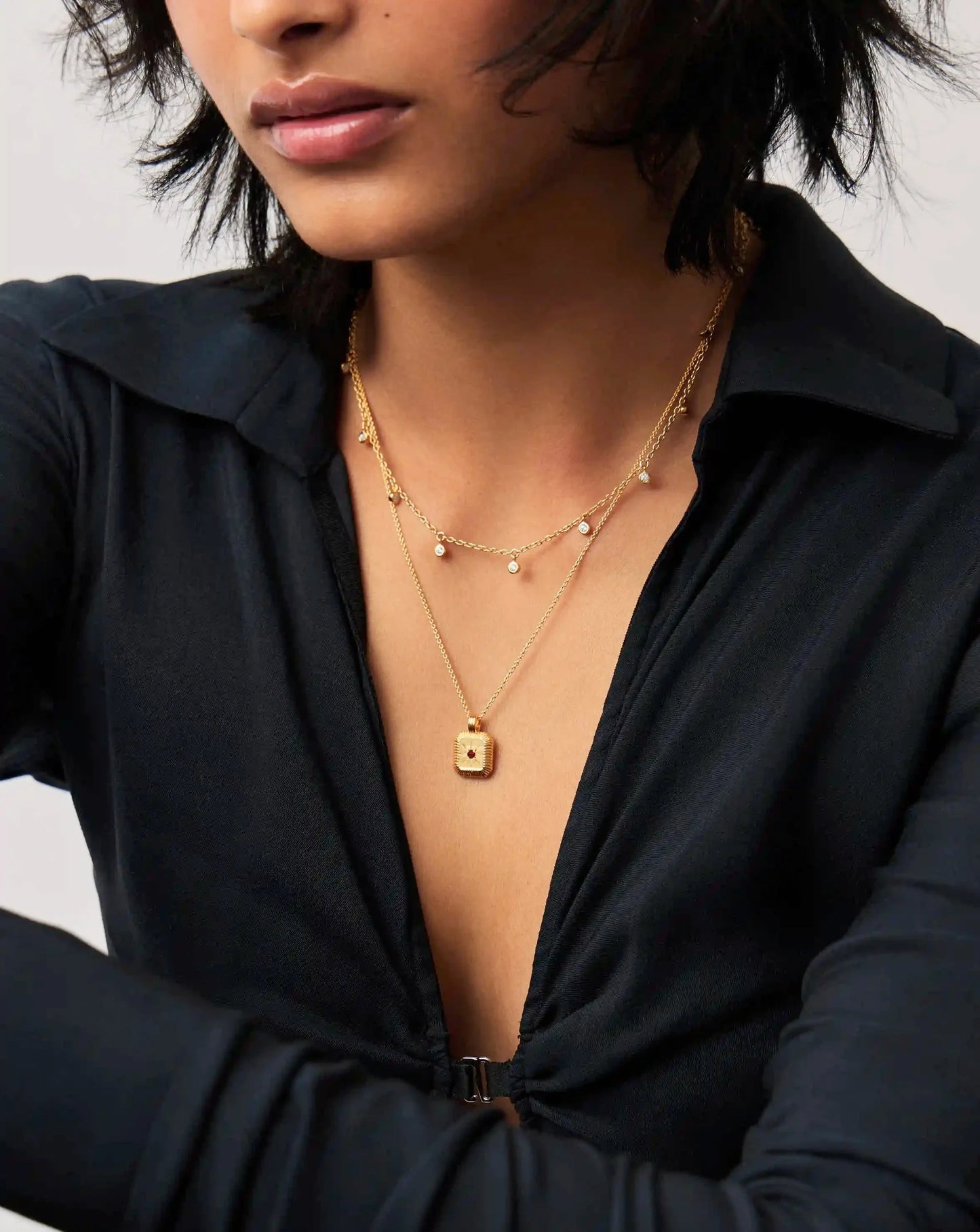 January Birthstone Pendant Necklace | 18k Gold Vermeil/Garnet