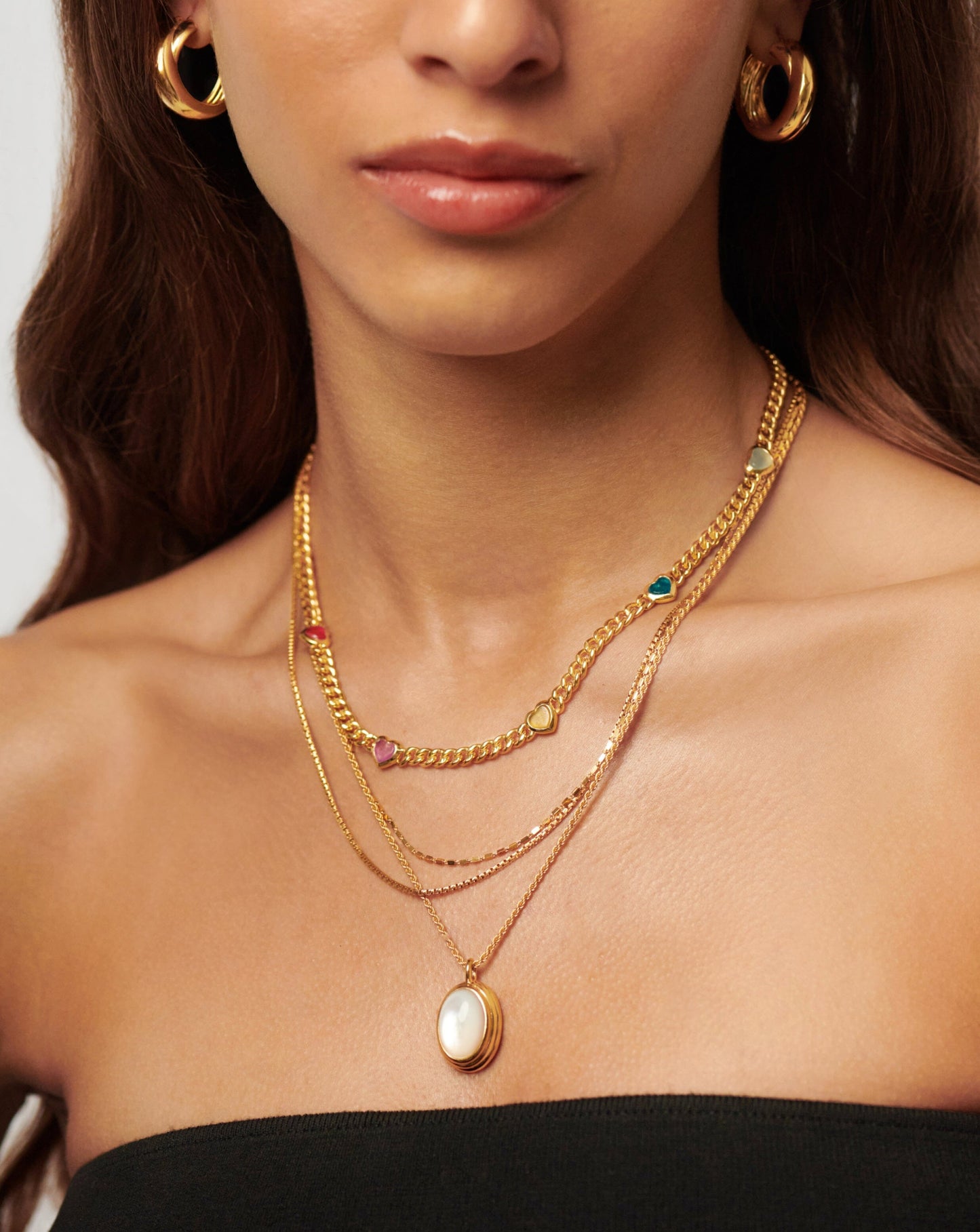 Jelly Heart Gemstone Charm Necklace | 18k Gold Plated/Multi Quartz