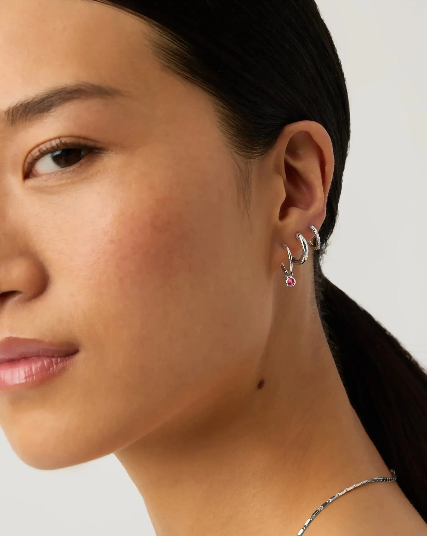 July Birthstone Necklace & Charm Earrings Set | Sterling Silver