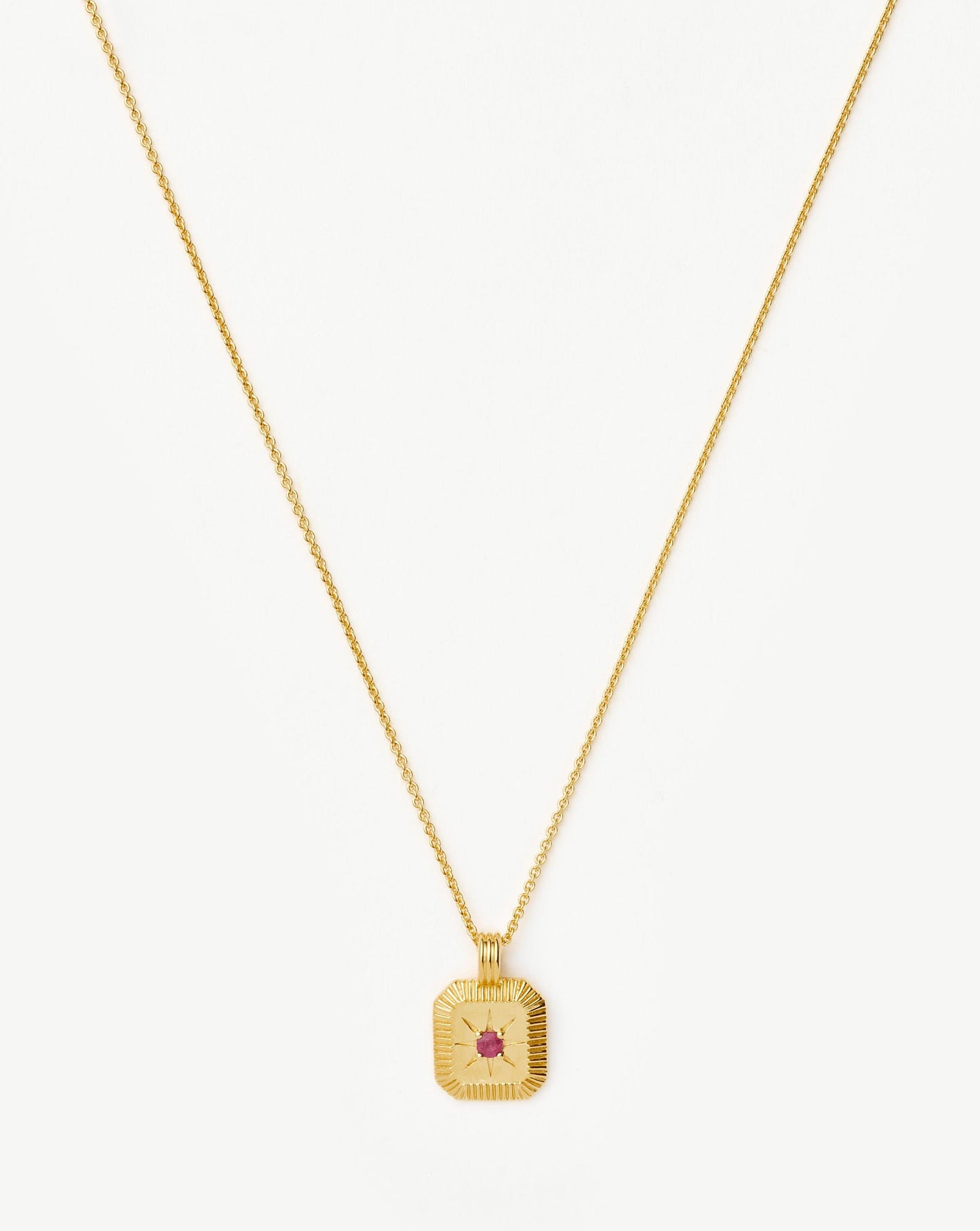 July Birthstone Pendant Necklace | 18k Gold Vermeil/Glass Filled Ruby
