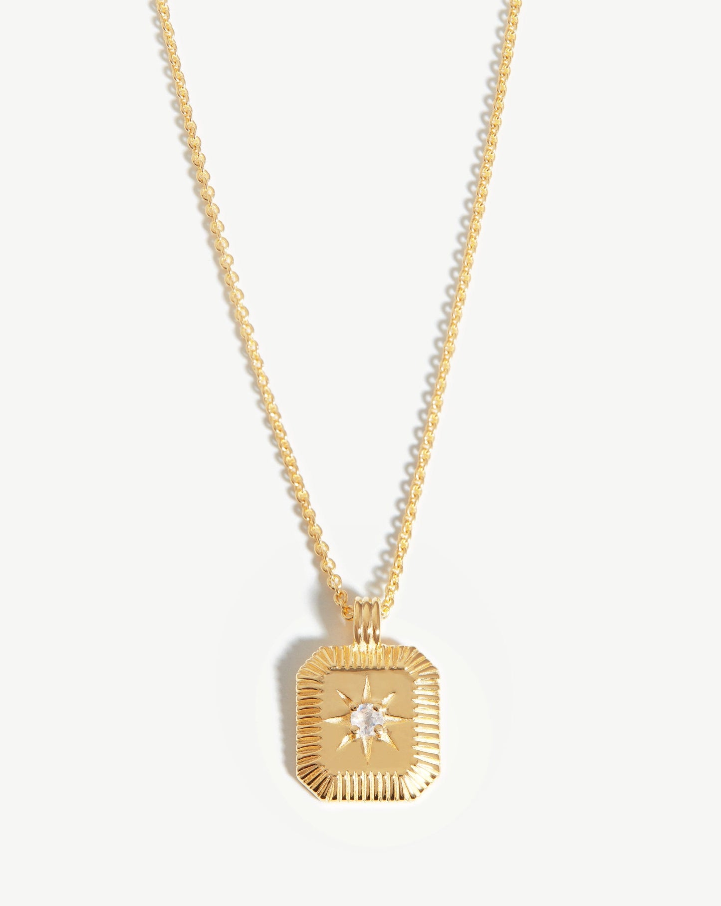 June Birthstone Pendant Necklace | 18k Gold Vermeil/Rainbow Moonstone
