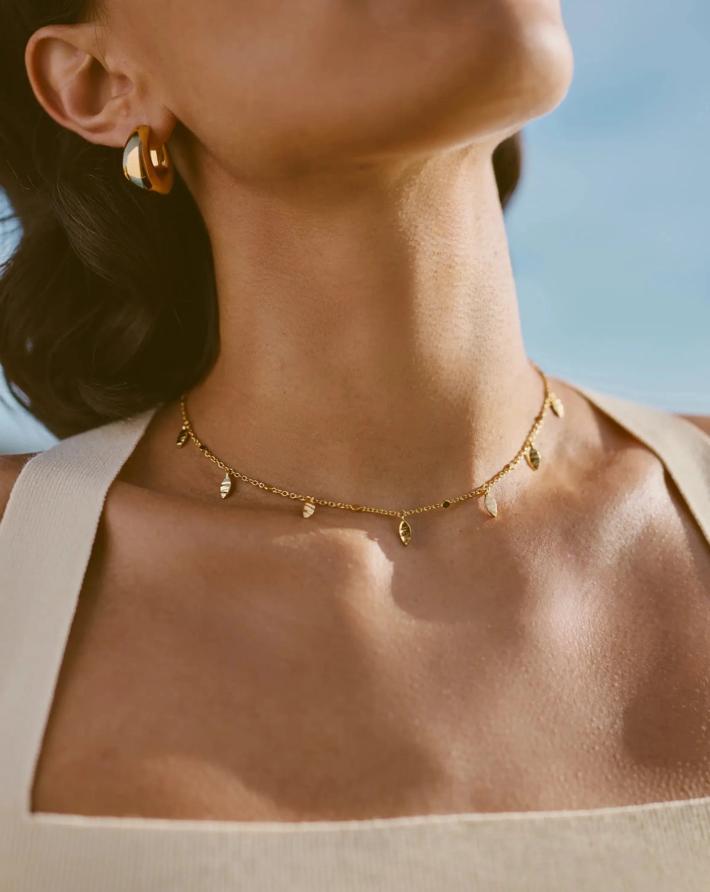Leaf Charm Choker | 18k Gold Vermeil