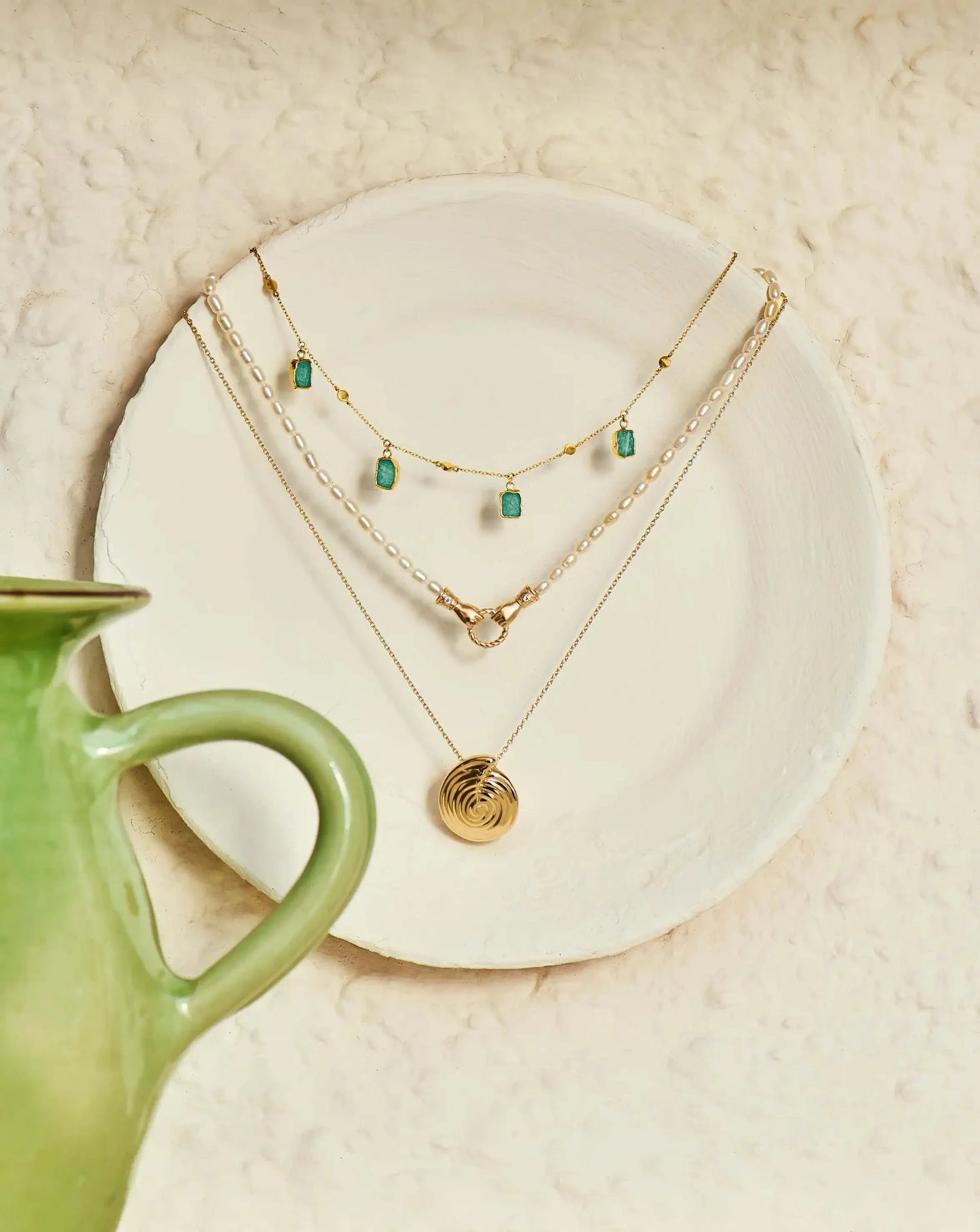 Lena Charm Choker | 18k Gold Plated/Amazonite