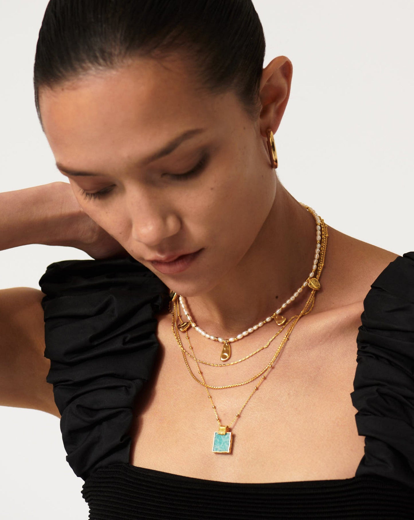 Lena Charm Necklace | 18k Gold Plated/Amazonite