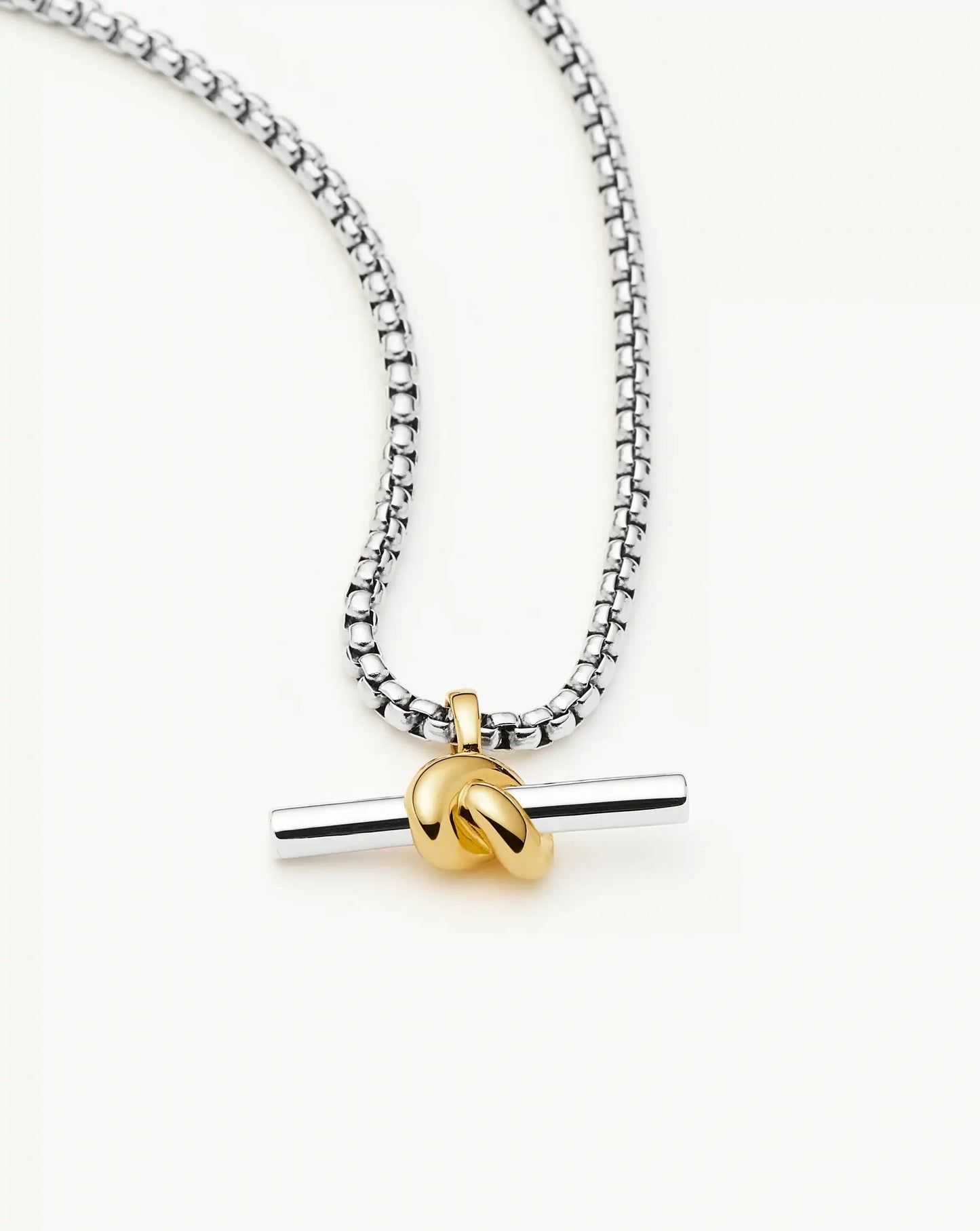 Lucy Williams Chunky Knot T-Bar Necklace | Mixed Metal
