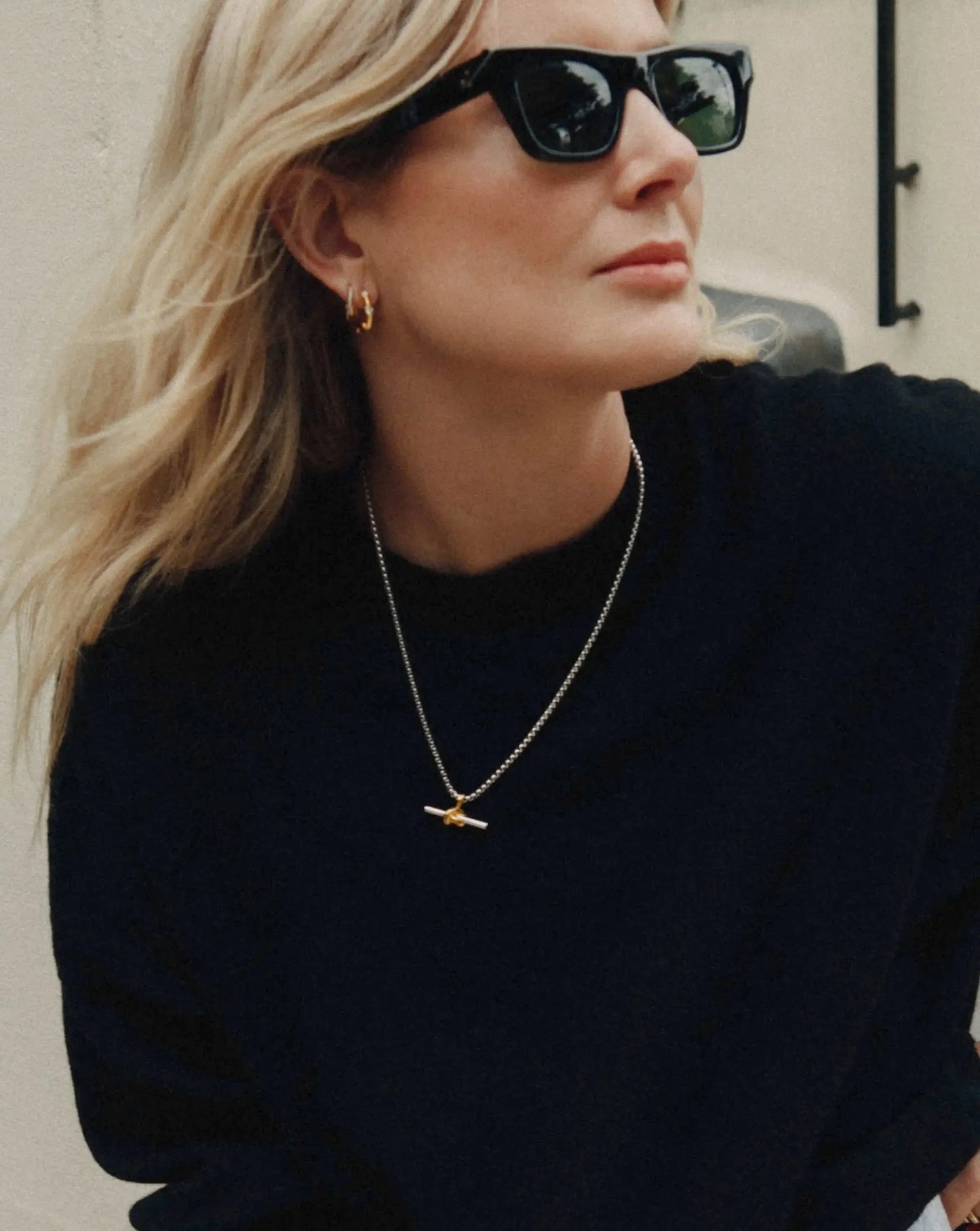 Lucy Williams Chunky Knot T-Bar Necklace | Mixed Metal