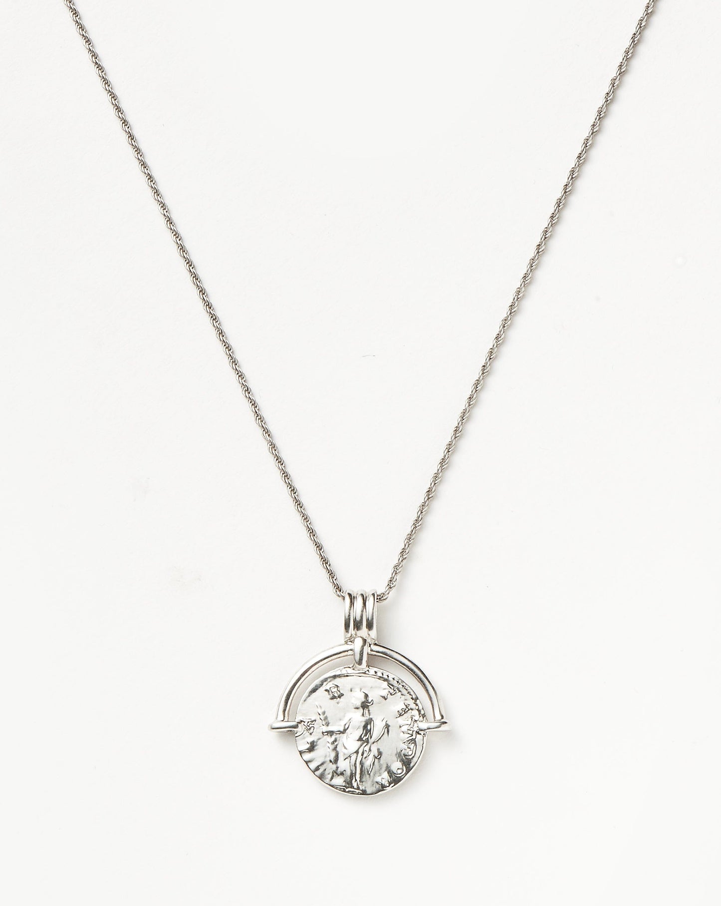 Lucy Williams Engravable Roman Arc Coin Necklace | Silver Plated