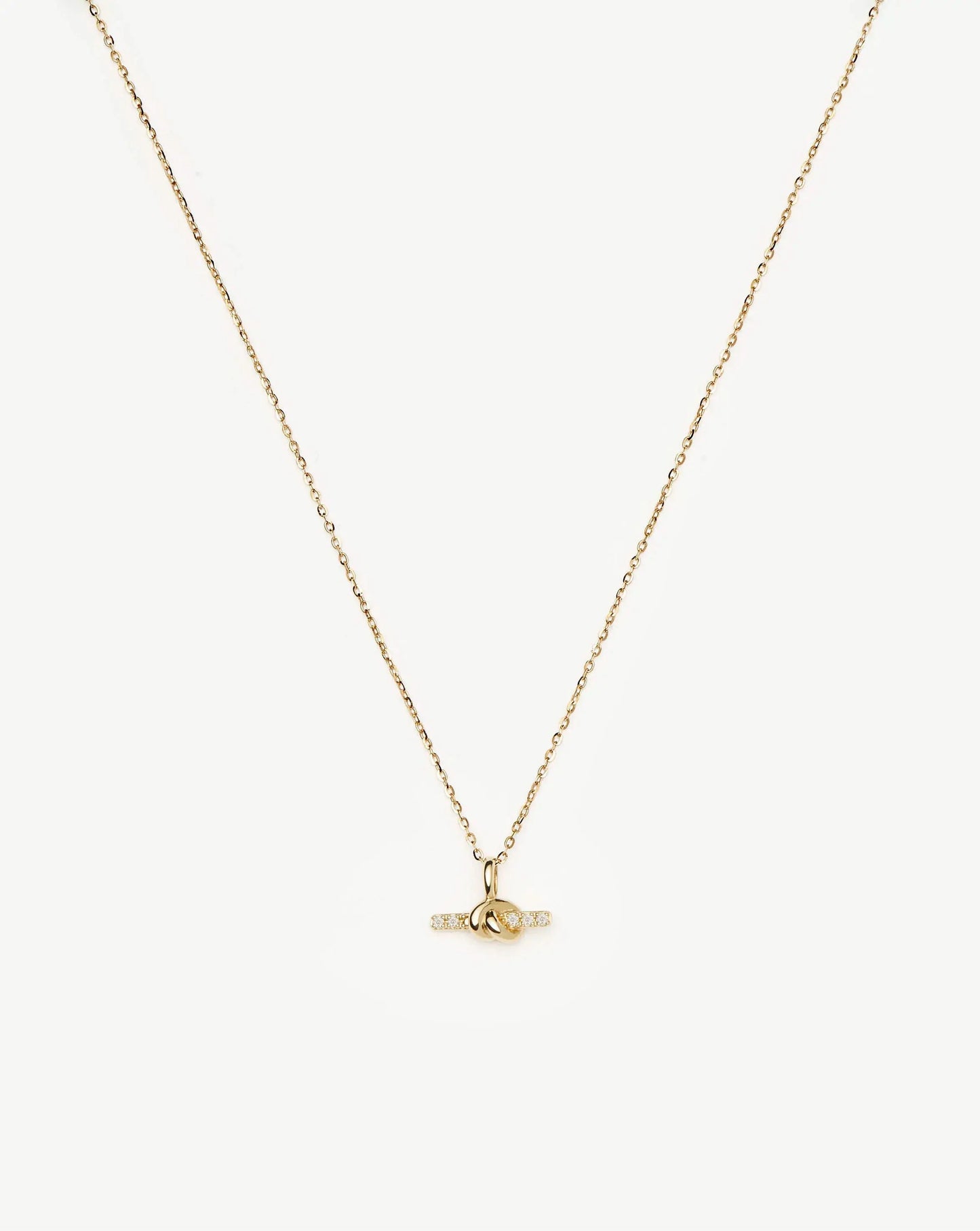 Lucy Williams Solid Gold Diamond T-Bar Pendant Necklace | 14k Solid Gold/Lab Grown Diamonds