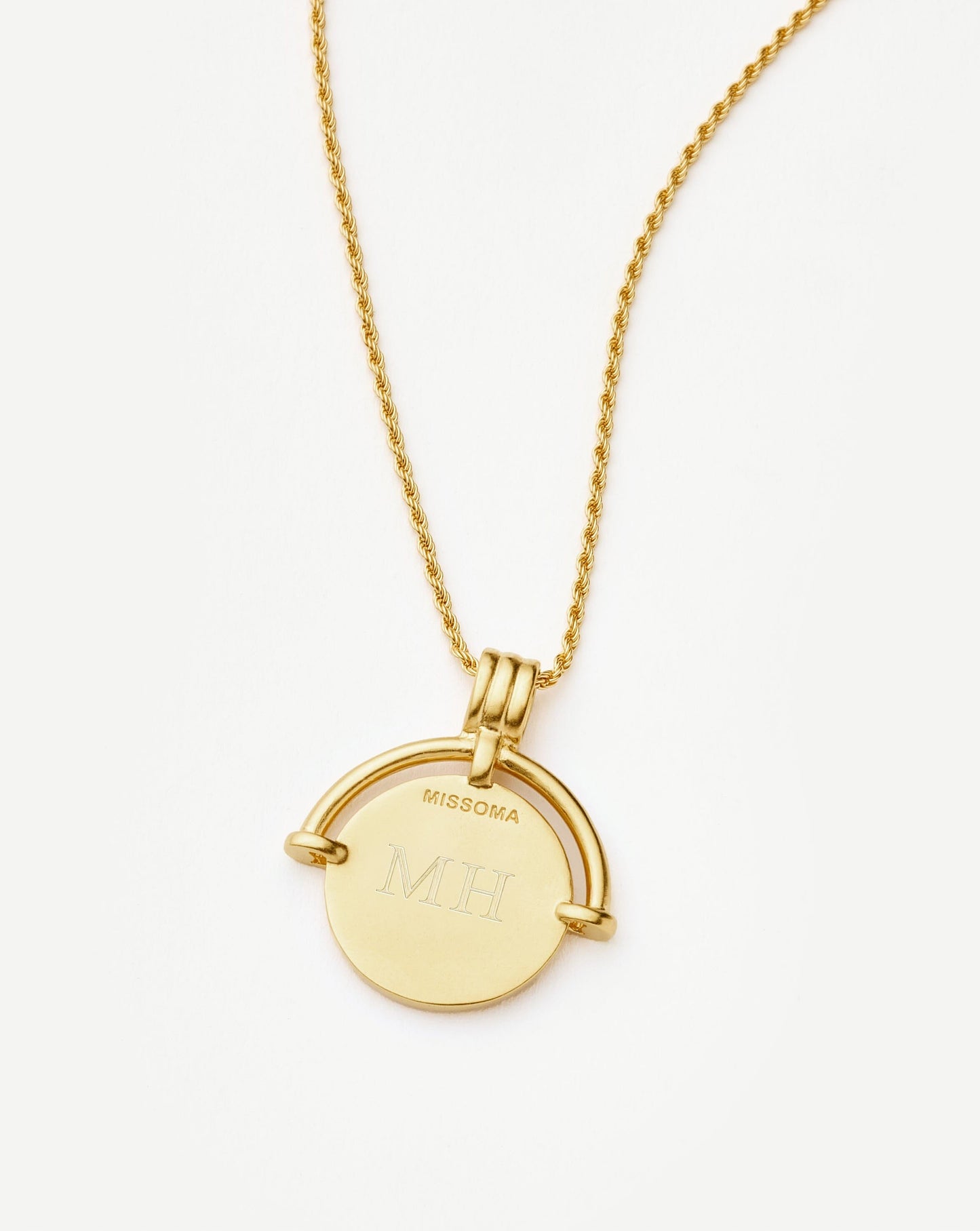 Lucy Williams Engravable Roman Arc Coin Necklace | 18k Gold Plated