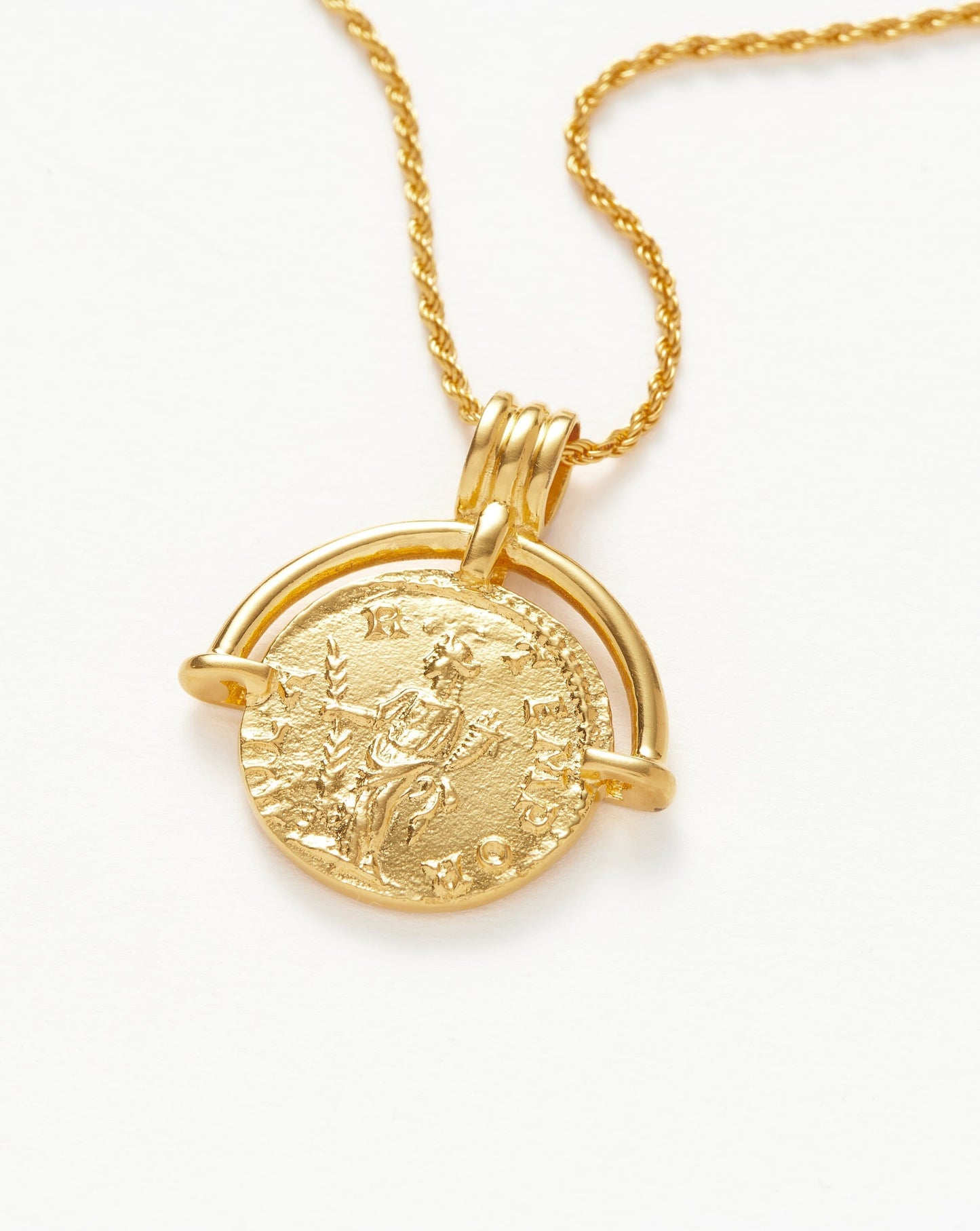 Lucy Williams Engravable Roman Arc Coin Necklace | 18k Gold Plated