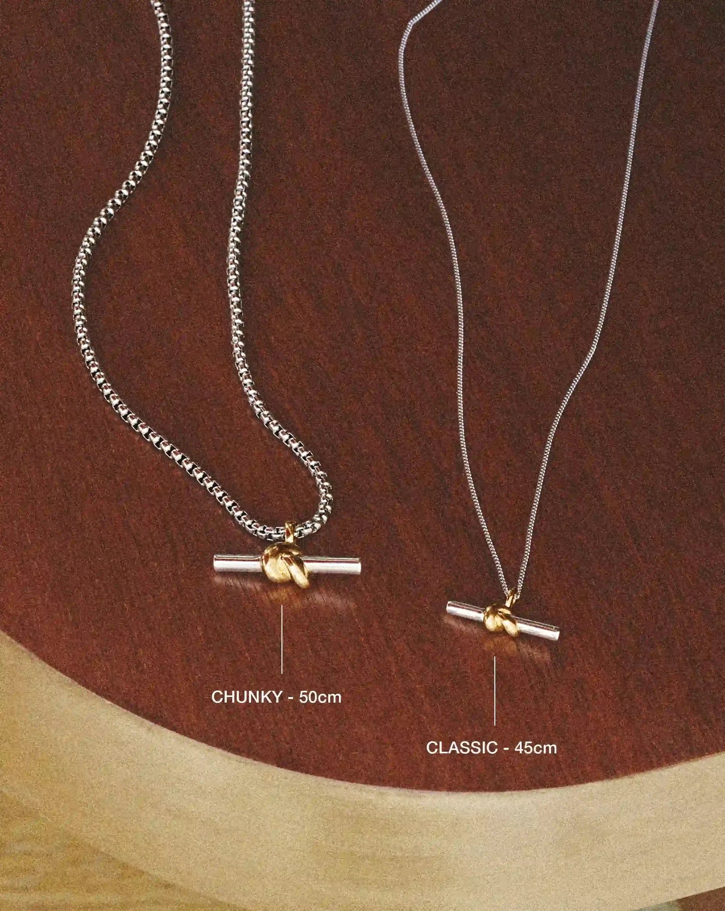 Lucy Williams T-Bar Knot Pendant Necklace | Mixed Metal