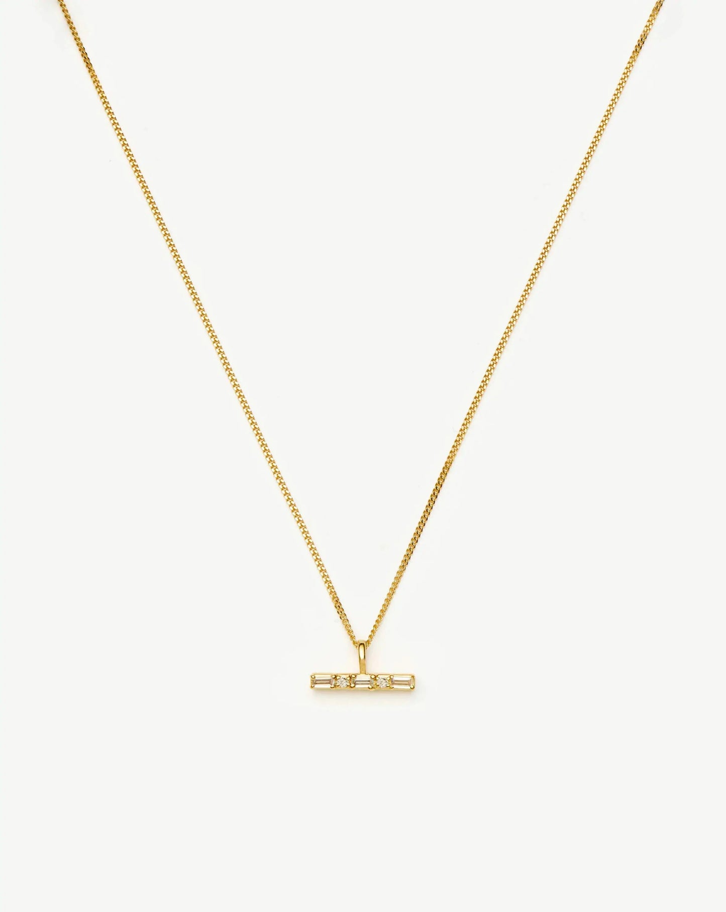 Lucy Williams T-Bar Stone Pendant Necklace | 18k Gold Vermeil