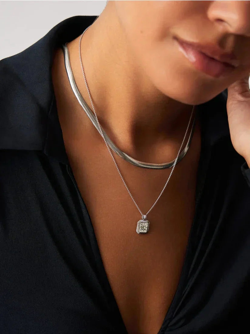 March Birthstone Necklace & Charm Earrings Set | Sterling Silver