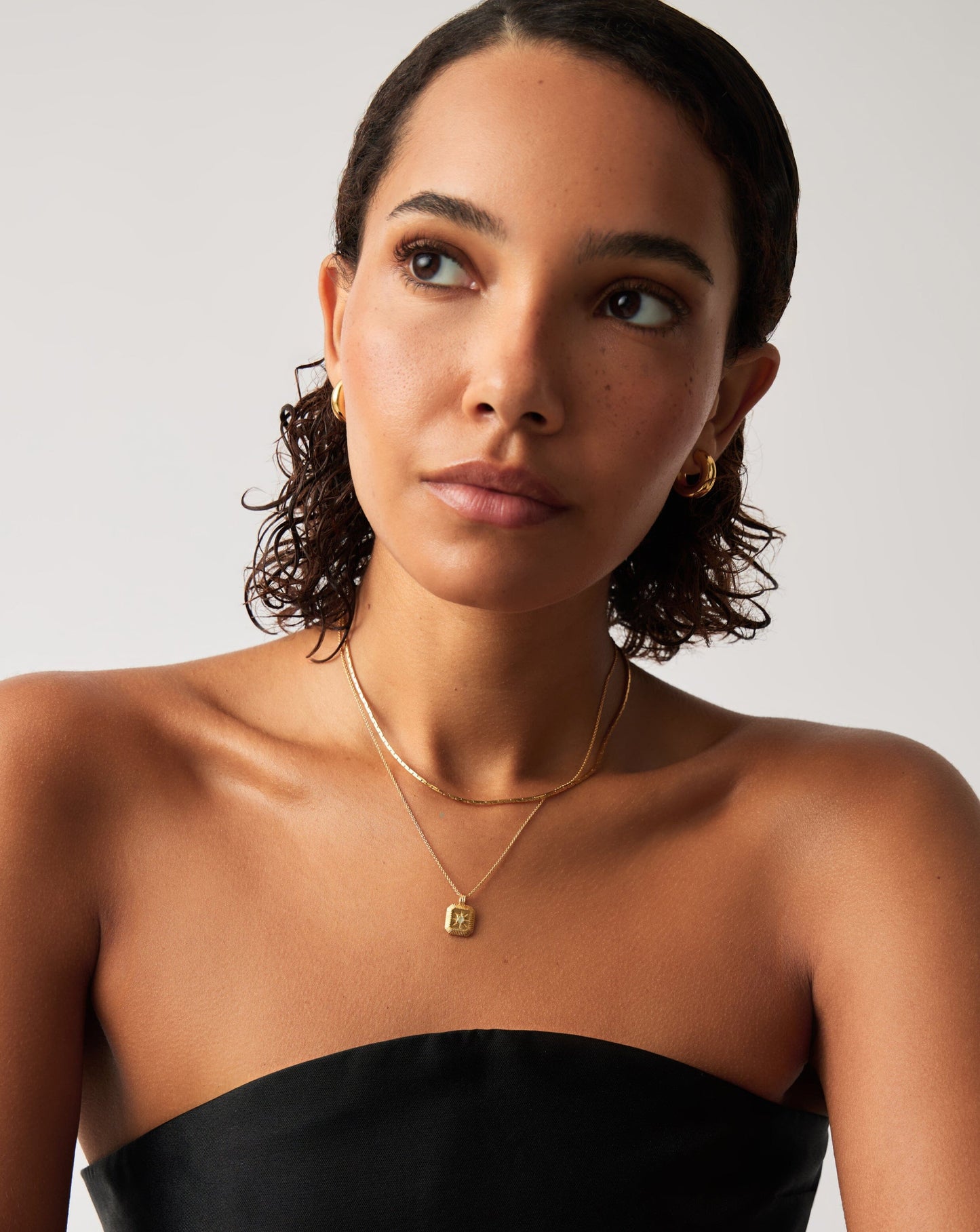 March Birthstone Pendant Necklace | 18k Gold Vermeil/Milky Aquamarine