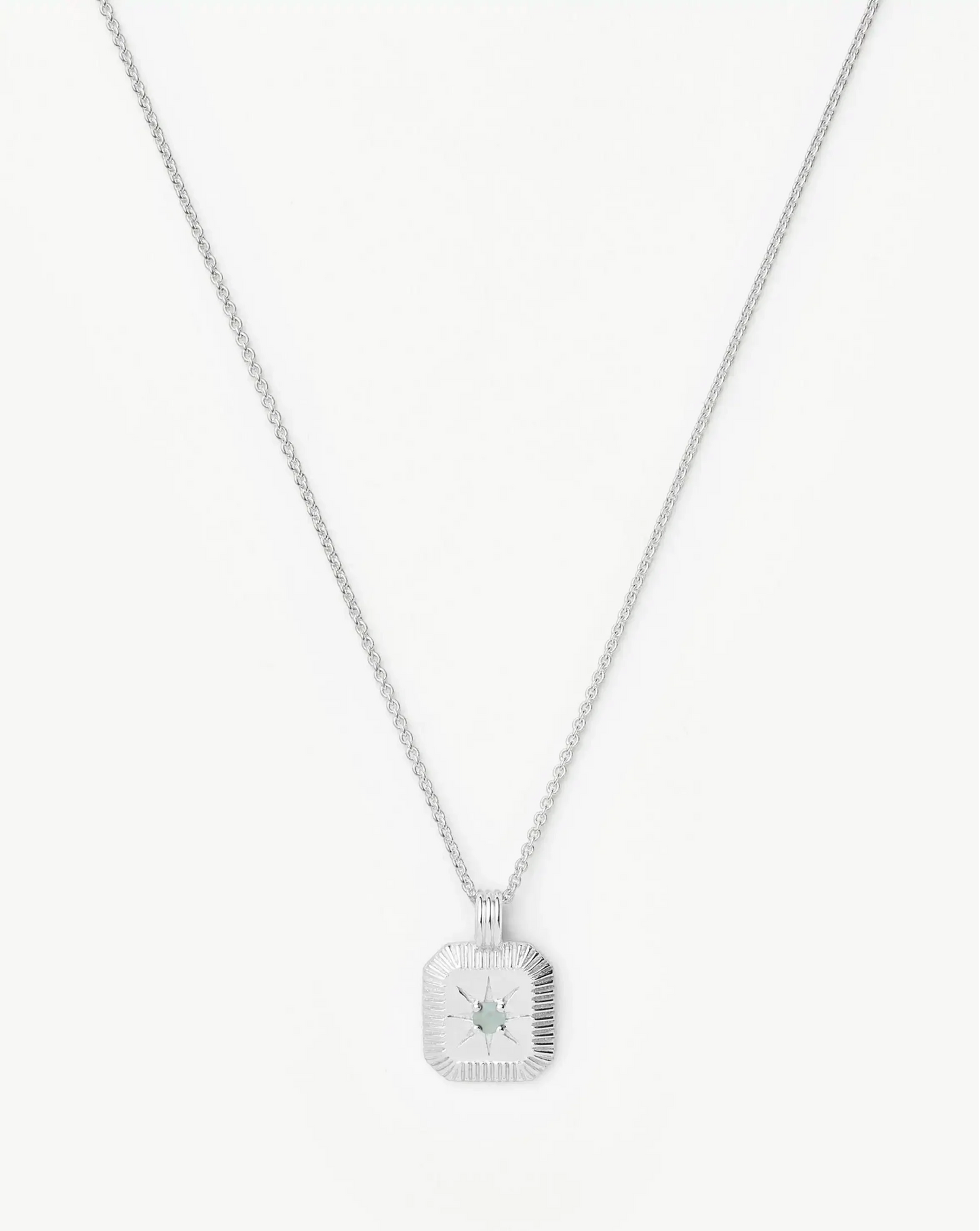 March Birthstone Pendant Necklace | Dyed Aqua Chalcedony/Sterling Silver