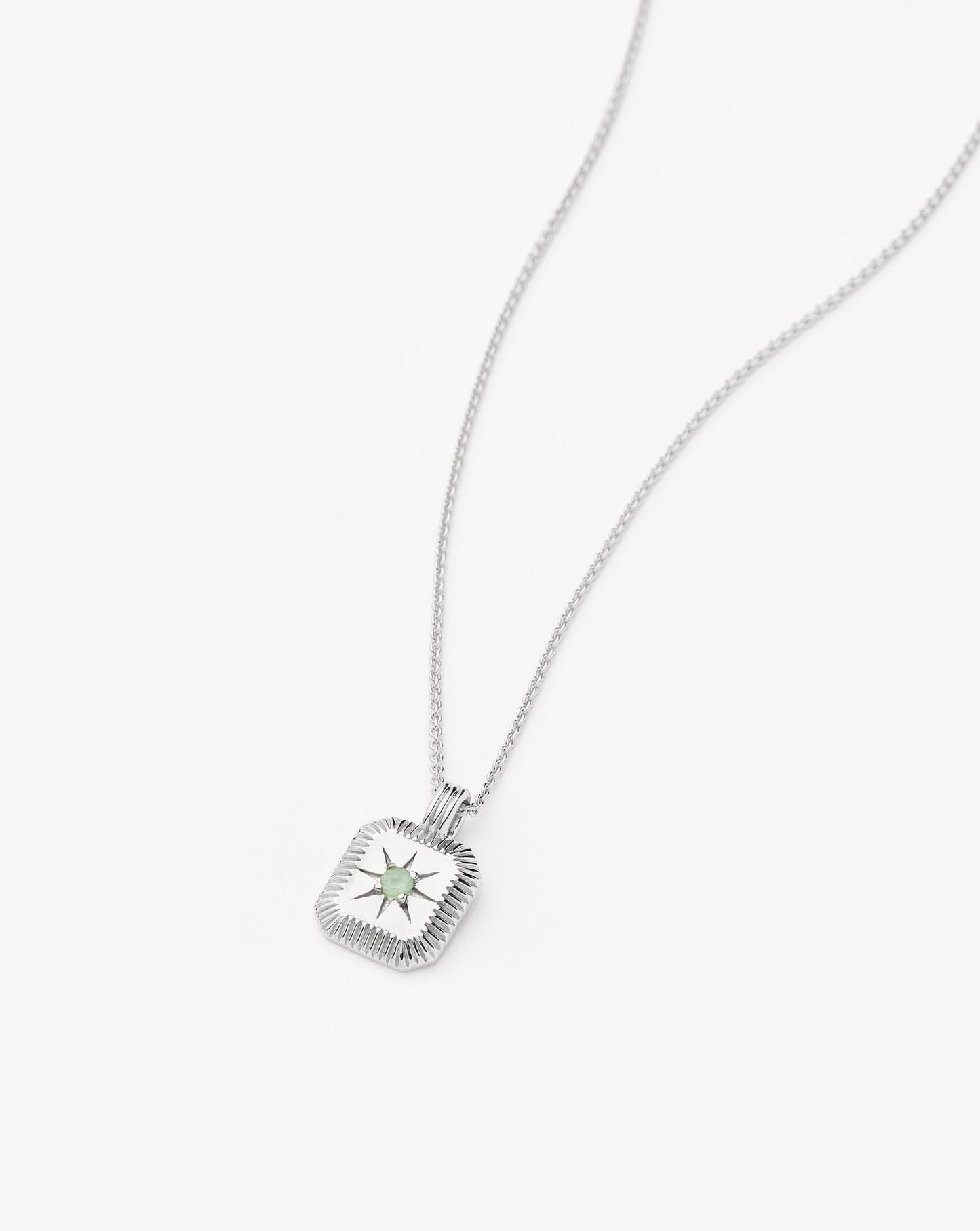 March Birthstone Pendant Necklace | Dyed Aqua Chalcedony/Sterling Silver