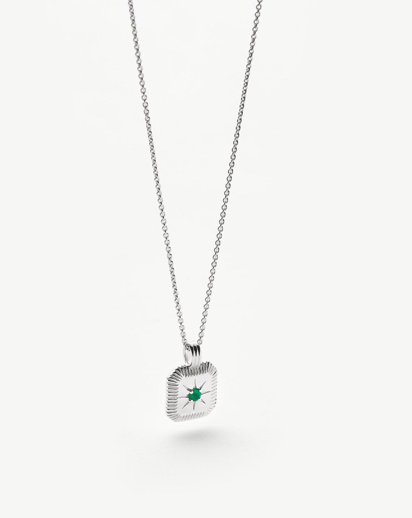 May Birthstone Pendant Necklace | Sterling Silver/Green Onyx