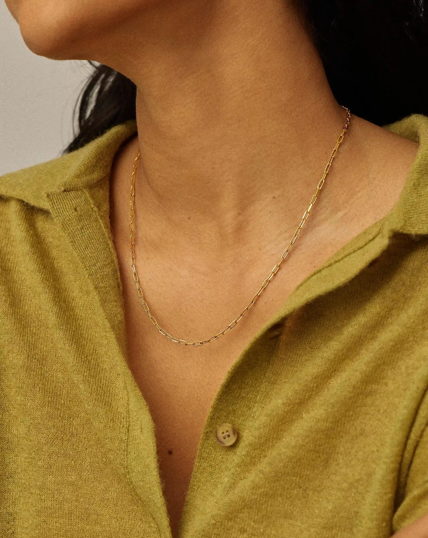Mini Paperclip Chain Necklace | 18k Gold Plated