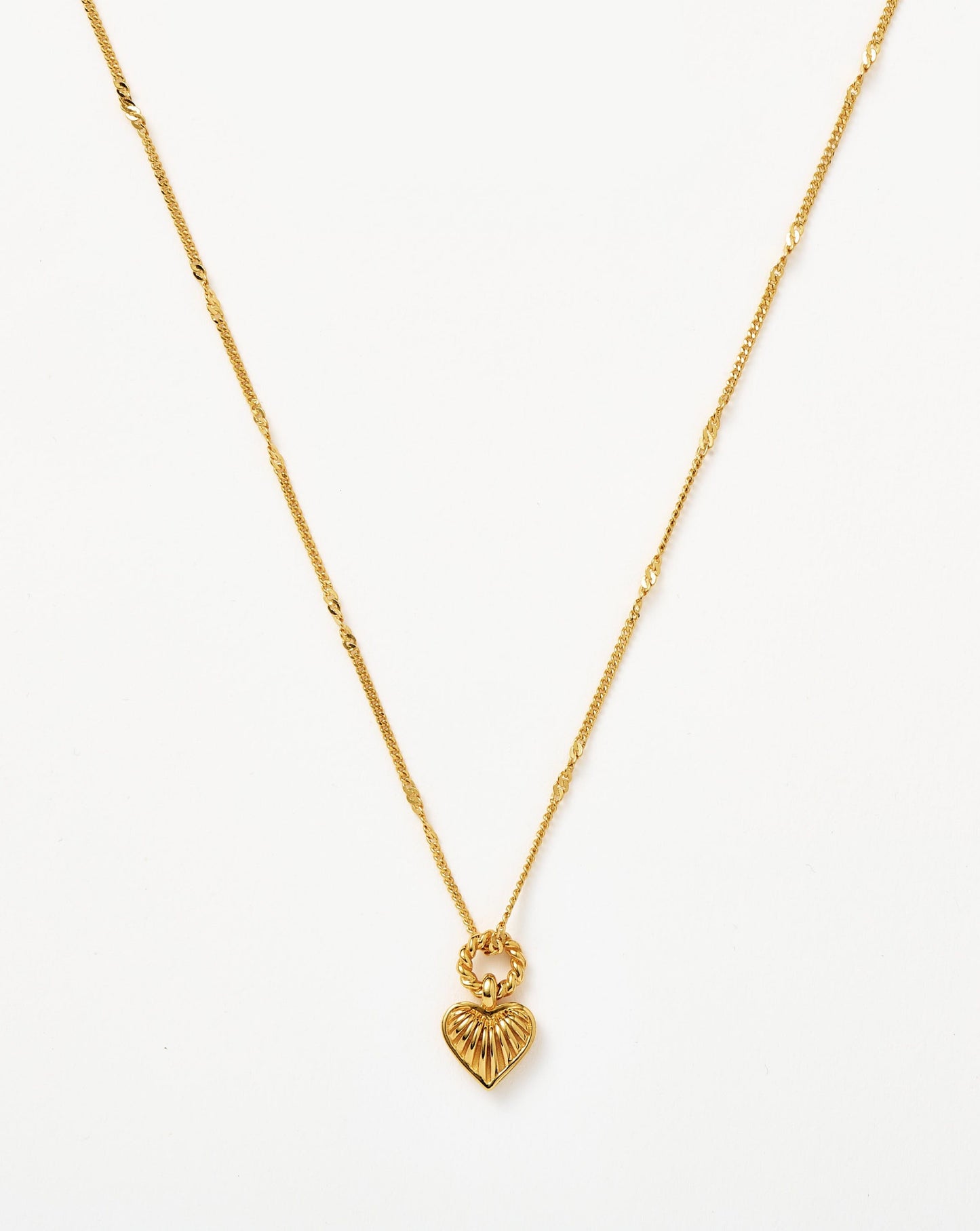 Mini Ridge Heart Charm Pendant Necklace