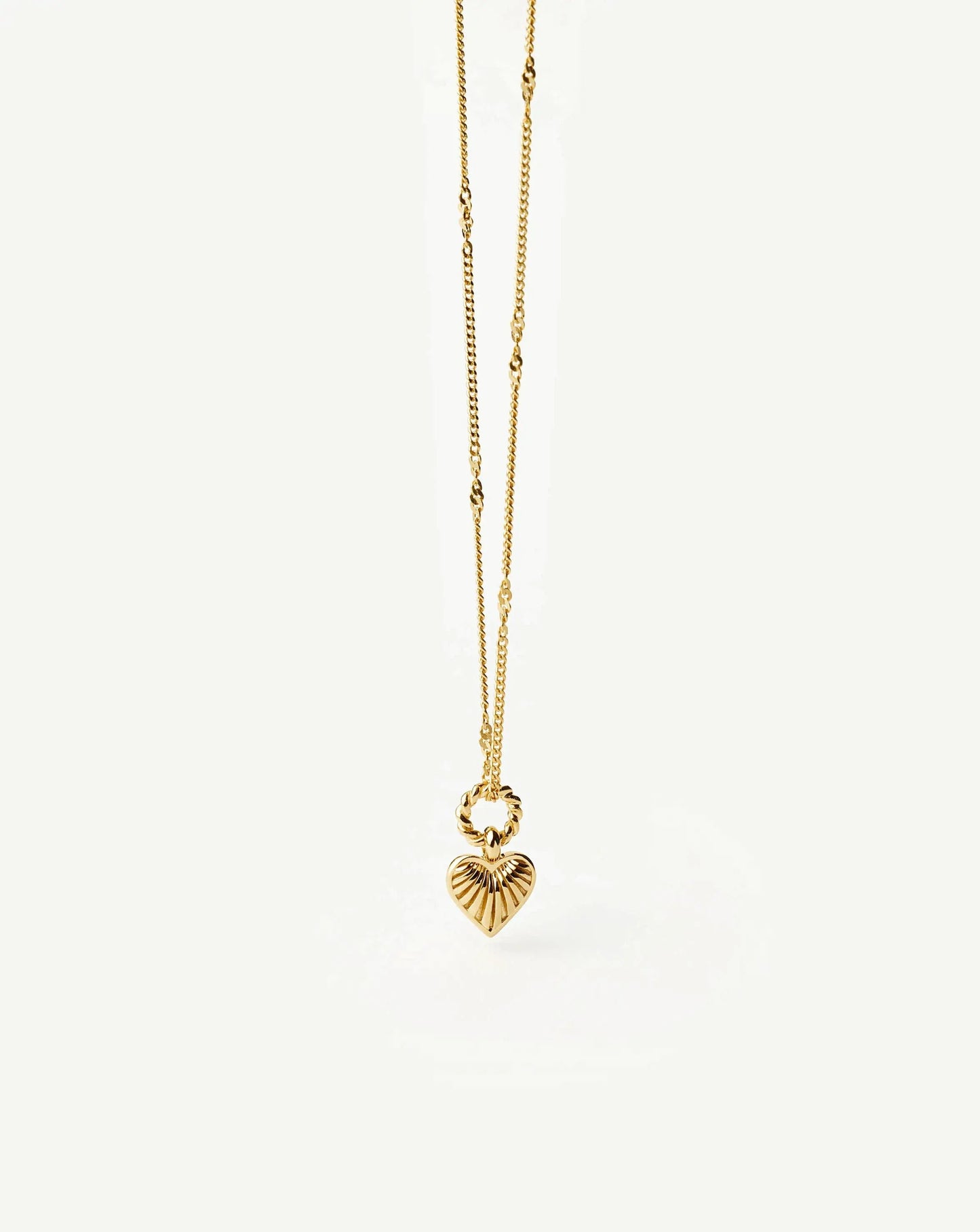 Mini Ridge Heart Charm Pendant Necklace