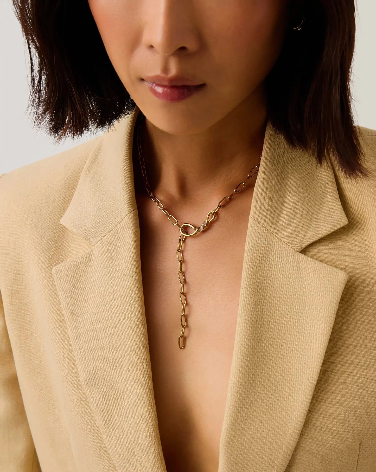 Molten Snow Paperclip Chain Necklace | 18k Gold Plated/Cubic Zirconia