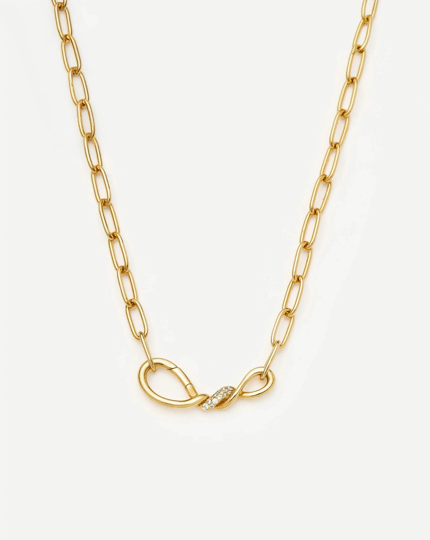 Molten Snow Paperclip Chain Necklace | 18k Gold Plated/Cubic Zirconia