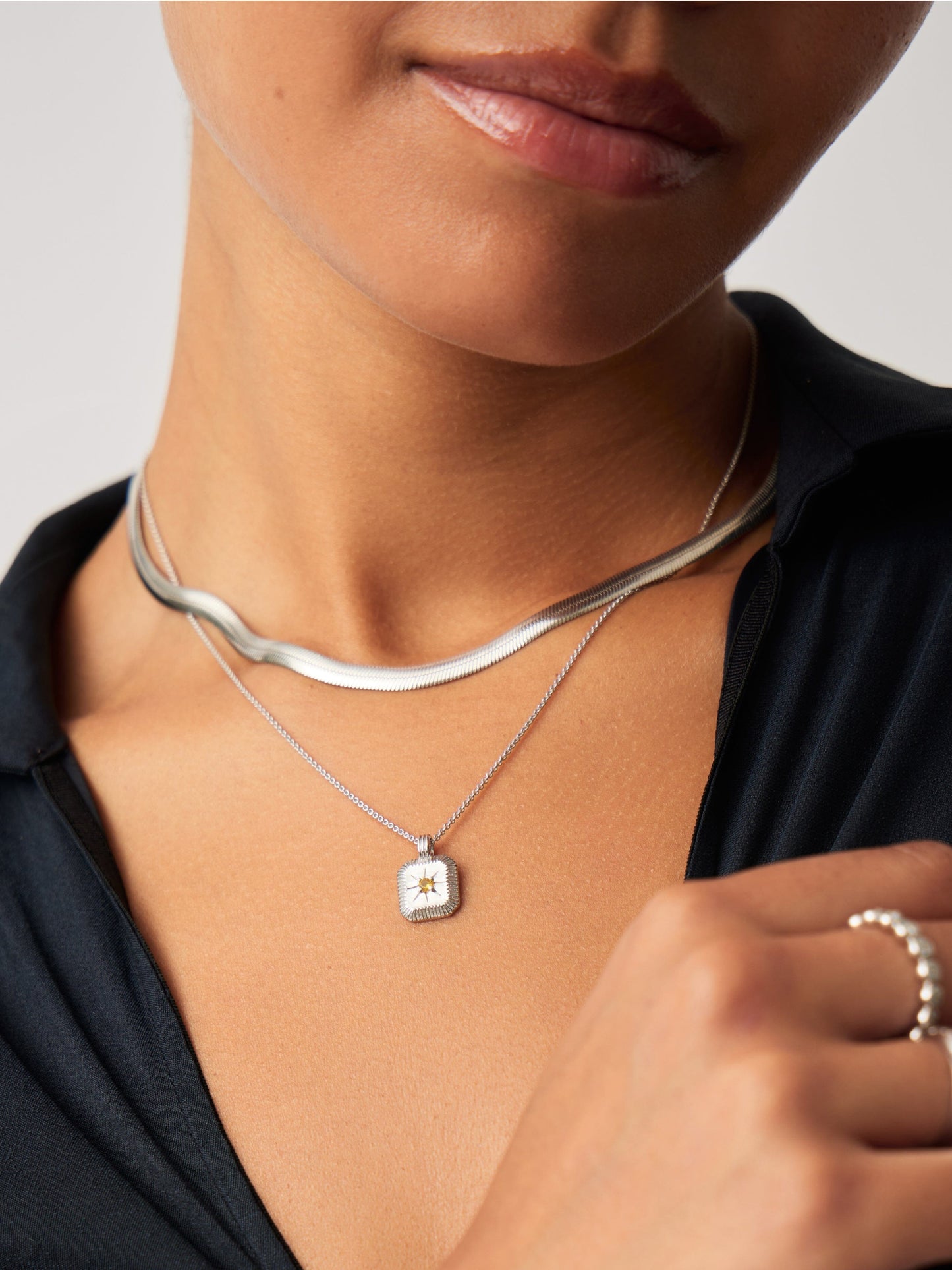 November Birthstone Necklace & Charm Earrings Set | Sterling Silver