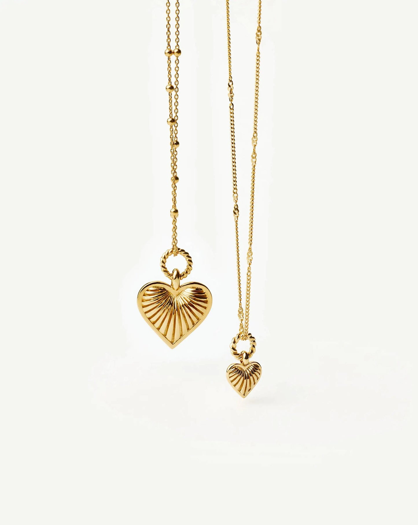 Ridge Heart Charm Pendant Necklace | 18k Gold Plated