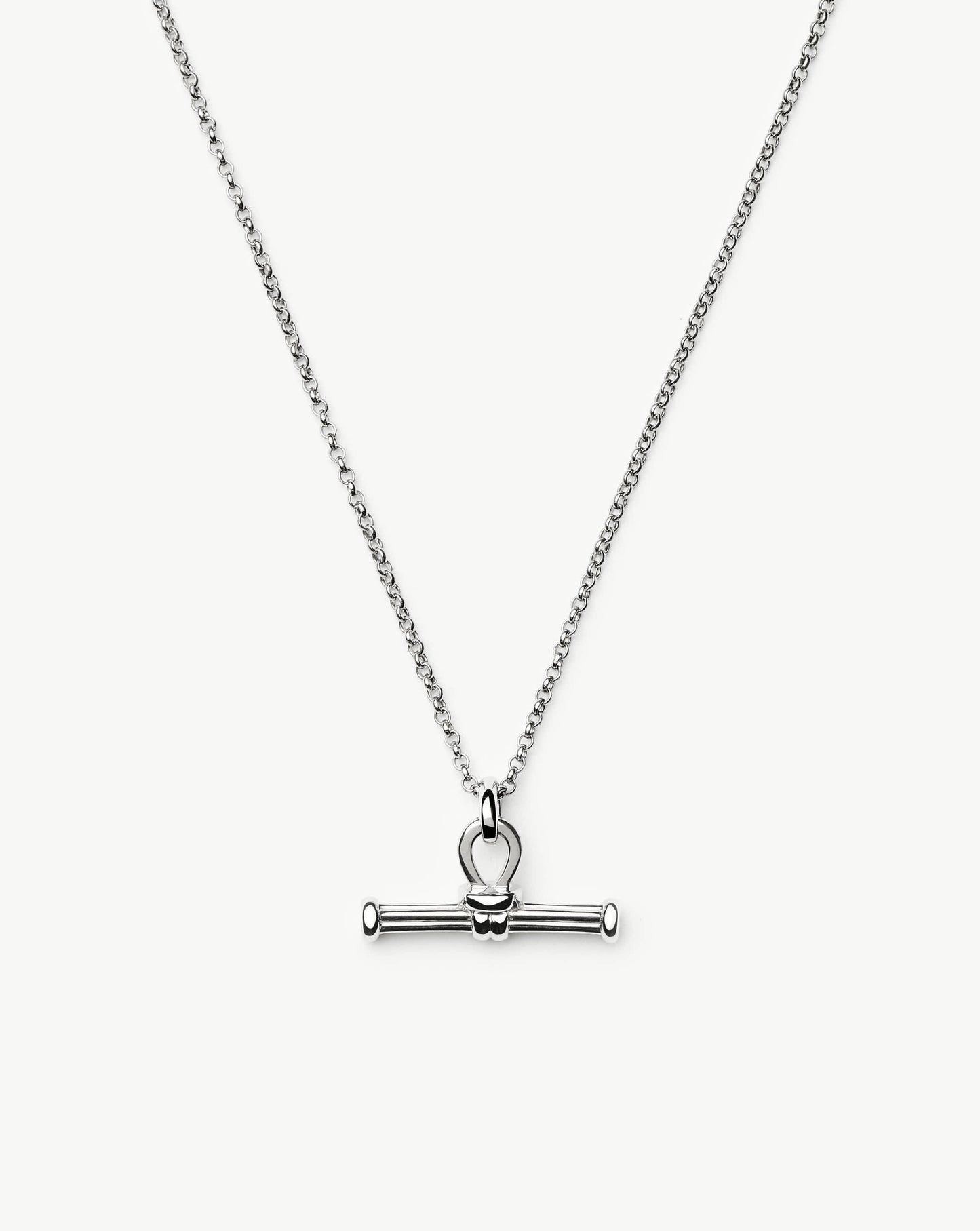 Ridge T-Bar Chain Necklace | Silver Plated