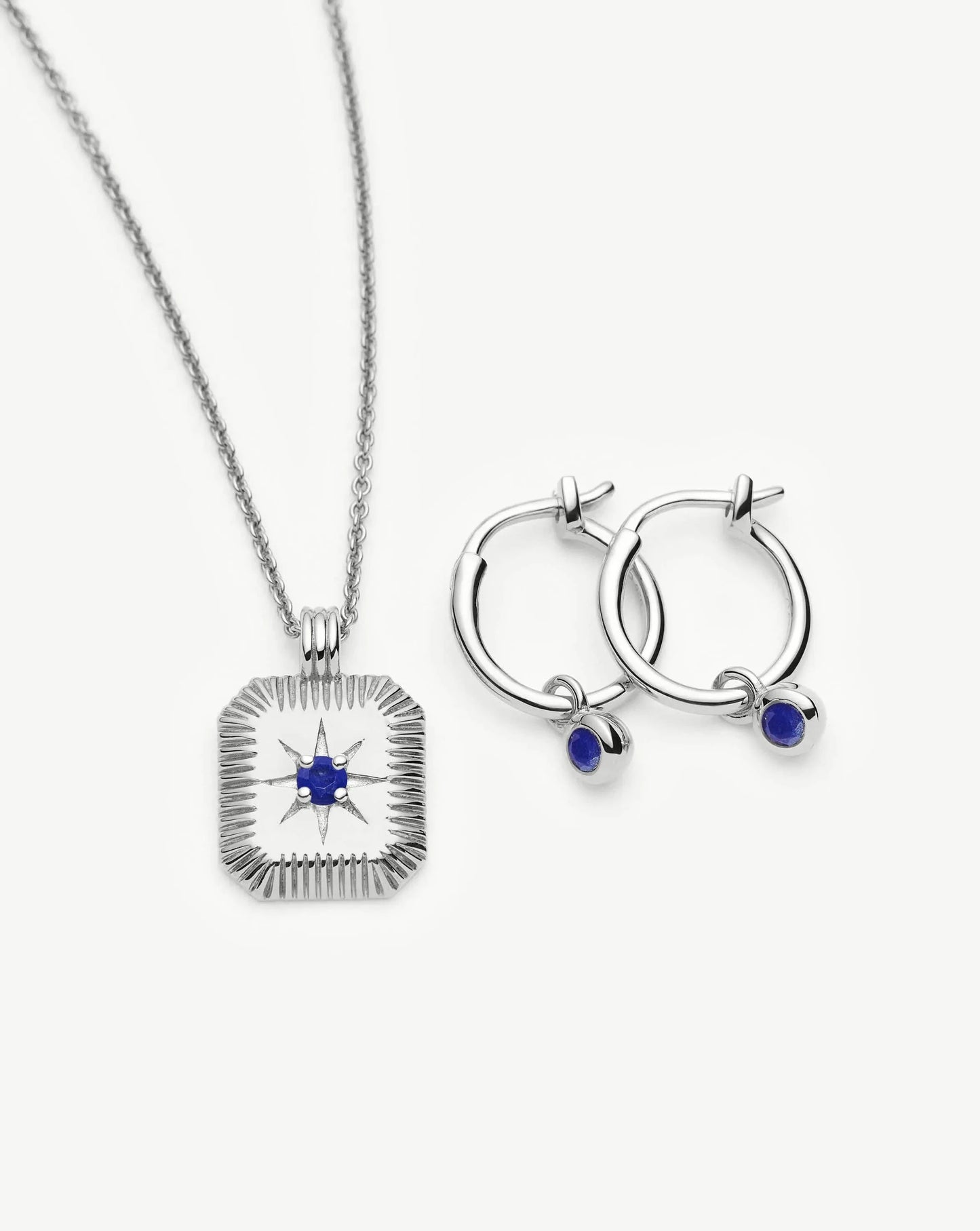 September Birthstone Necklace & Charm Earrings Set | Sterling Silver