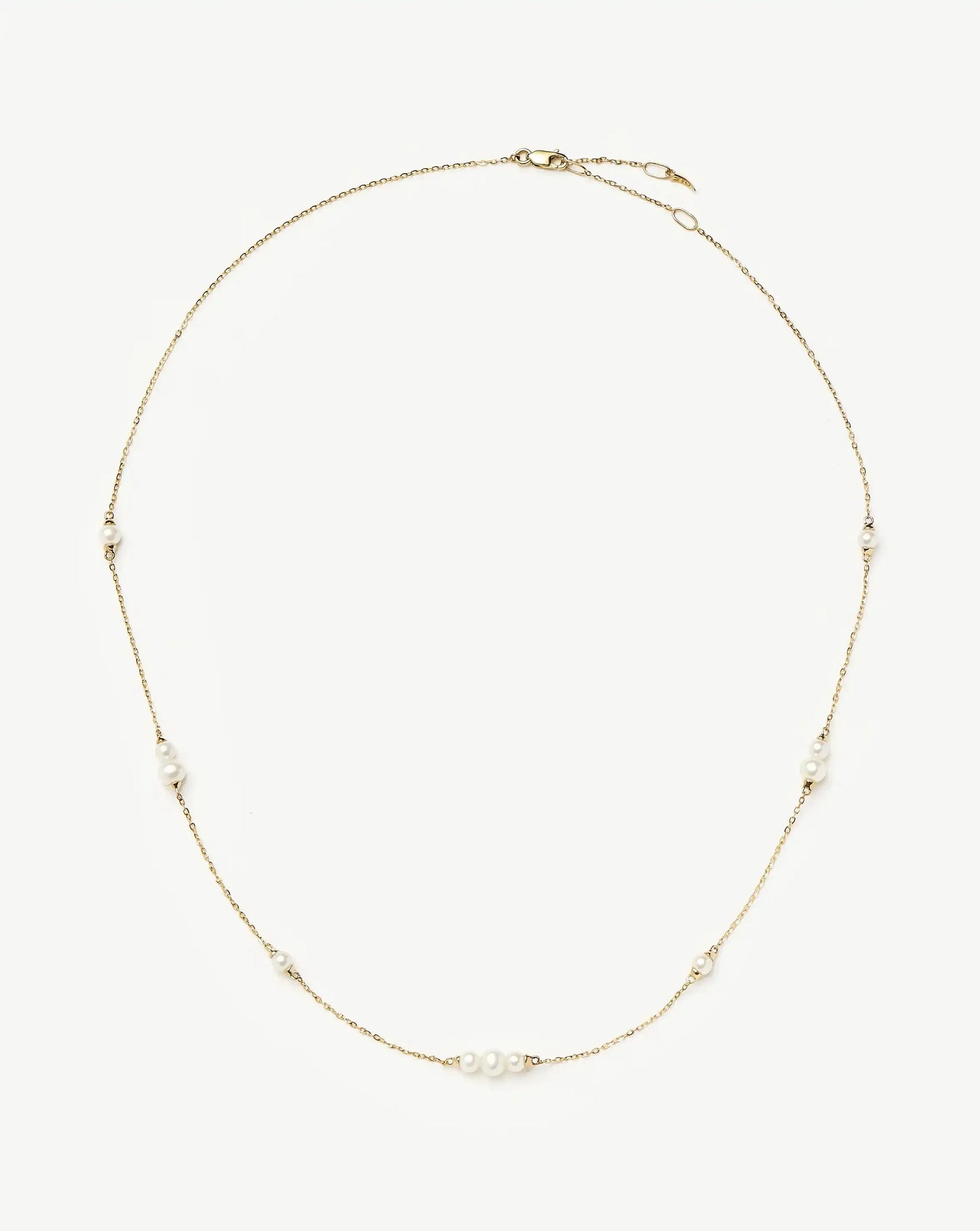 Solid Gold Pearl Chain Necklace | 14k Solid Gold/Pearl