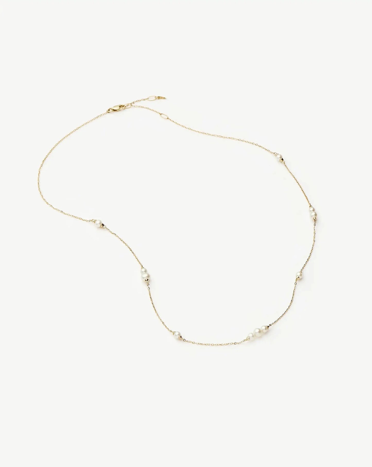 Solid Gold Pearl Chain Necklace | 14k Solid Gold/Pearl