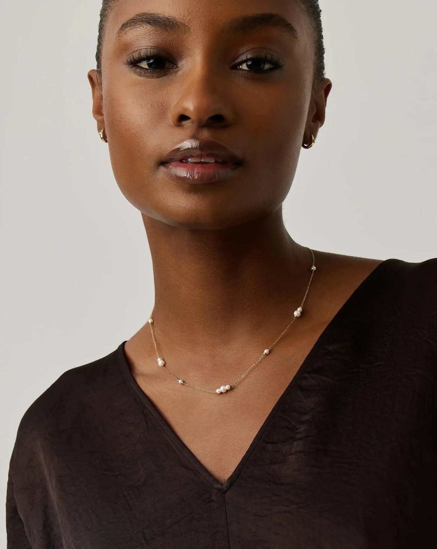 Solid Gold Pearl Chain Necklace | 14k Solid Gold/Pearl