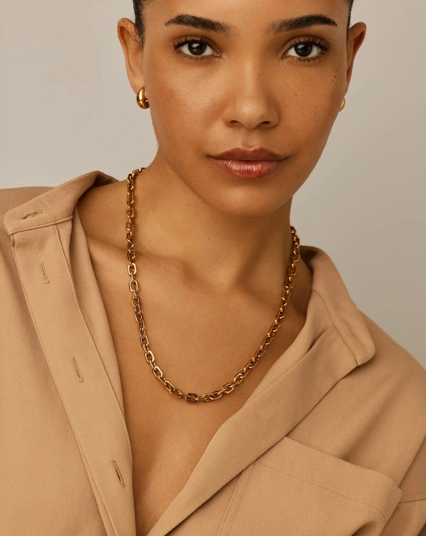 Square Paperclip Chain Necklace | 18k Gold Plated