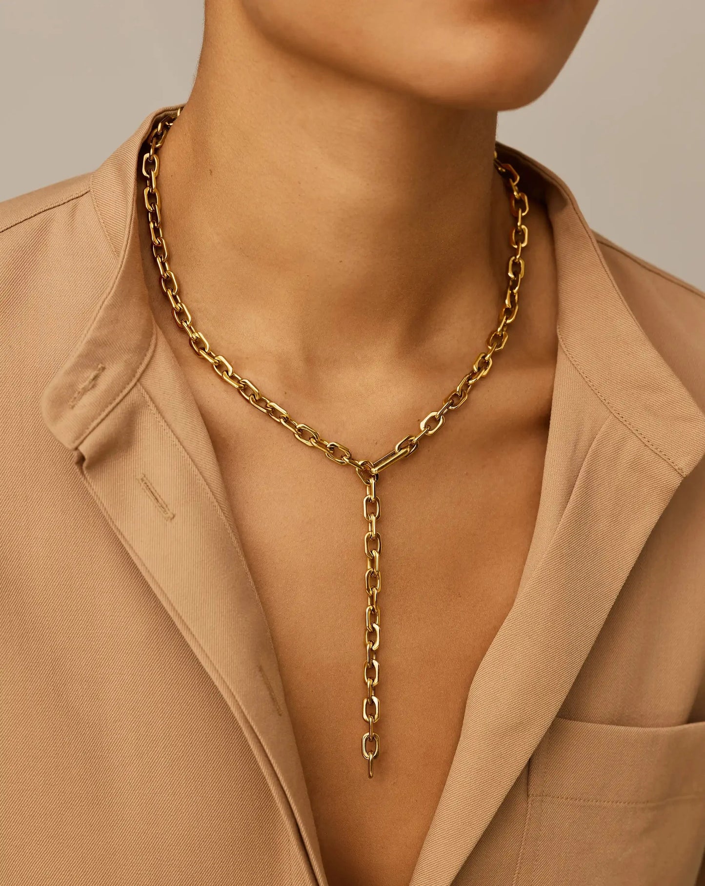 Square Paperclip Chain Necklace | 18k Gold Plated