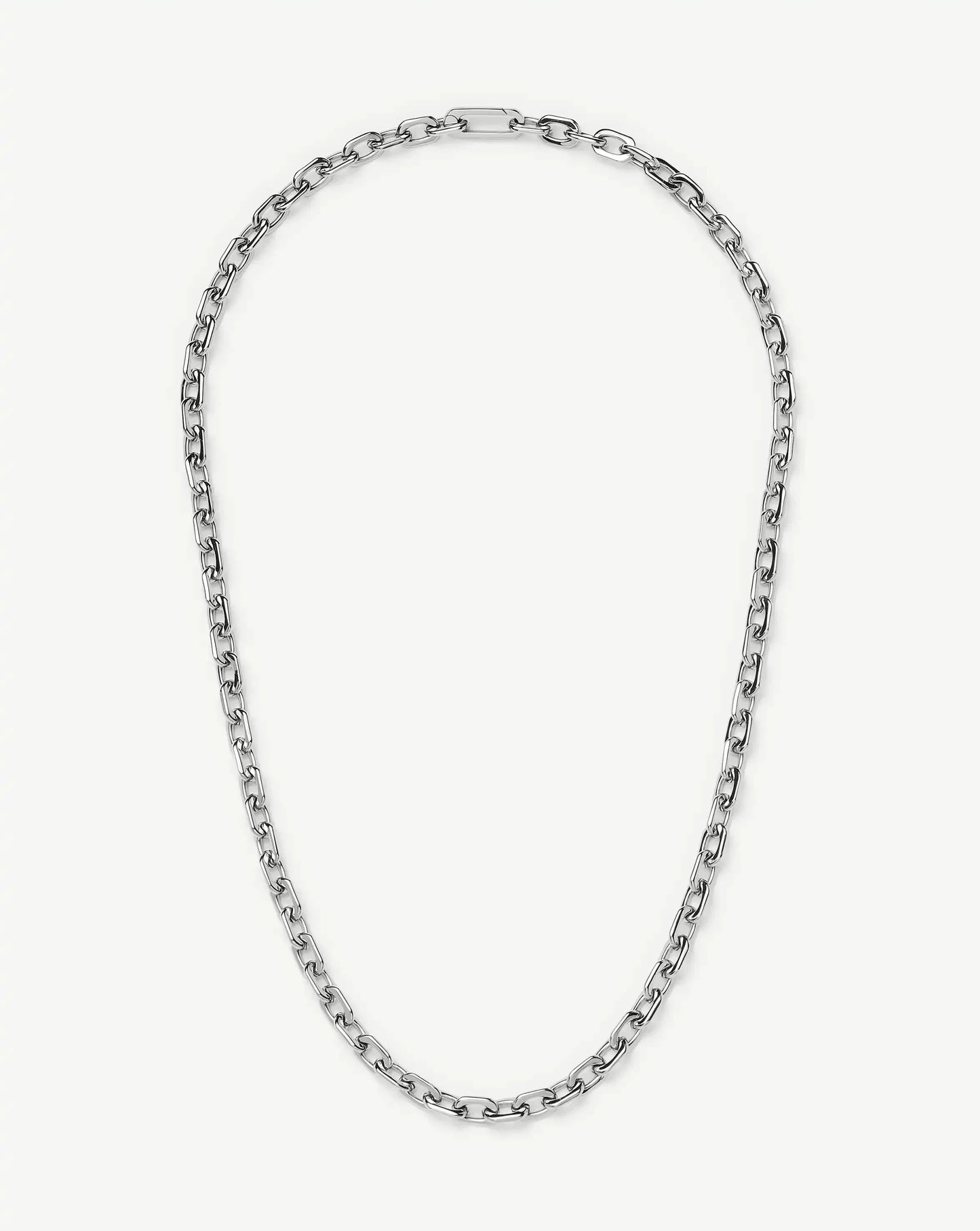Square Paperclip Chain Necklace | Platinum Plated