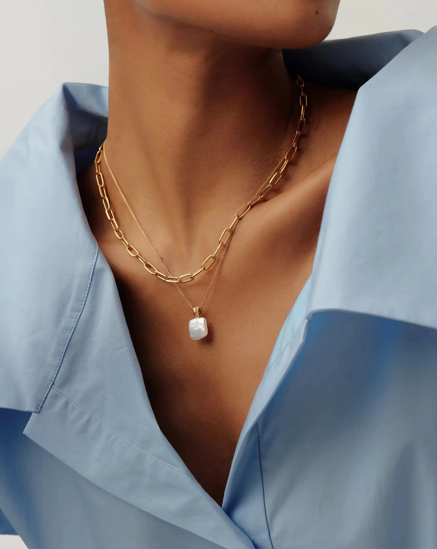 Square Pearl Baya Pendant Necklace | 18k Gold Vermeil/Pearl