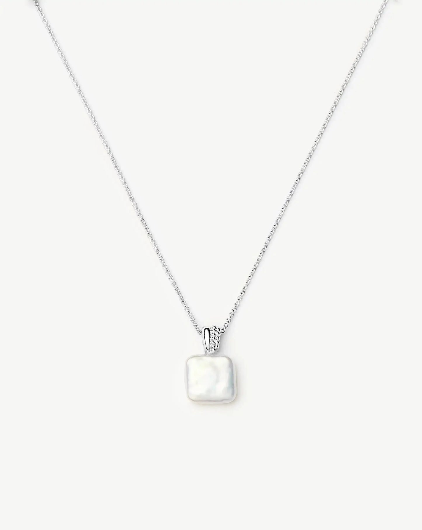 Square Pearl Baya Pendant Necklace | Sterling Silver/Pearl