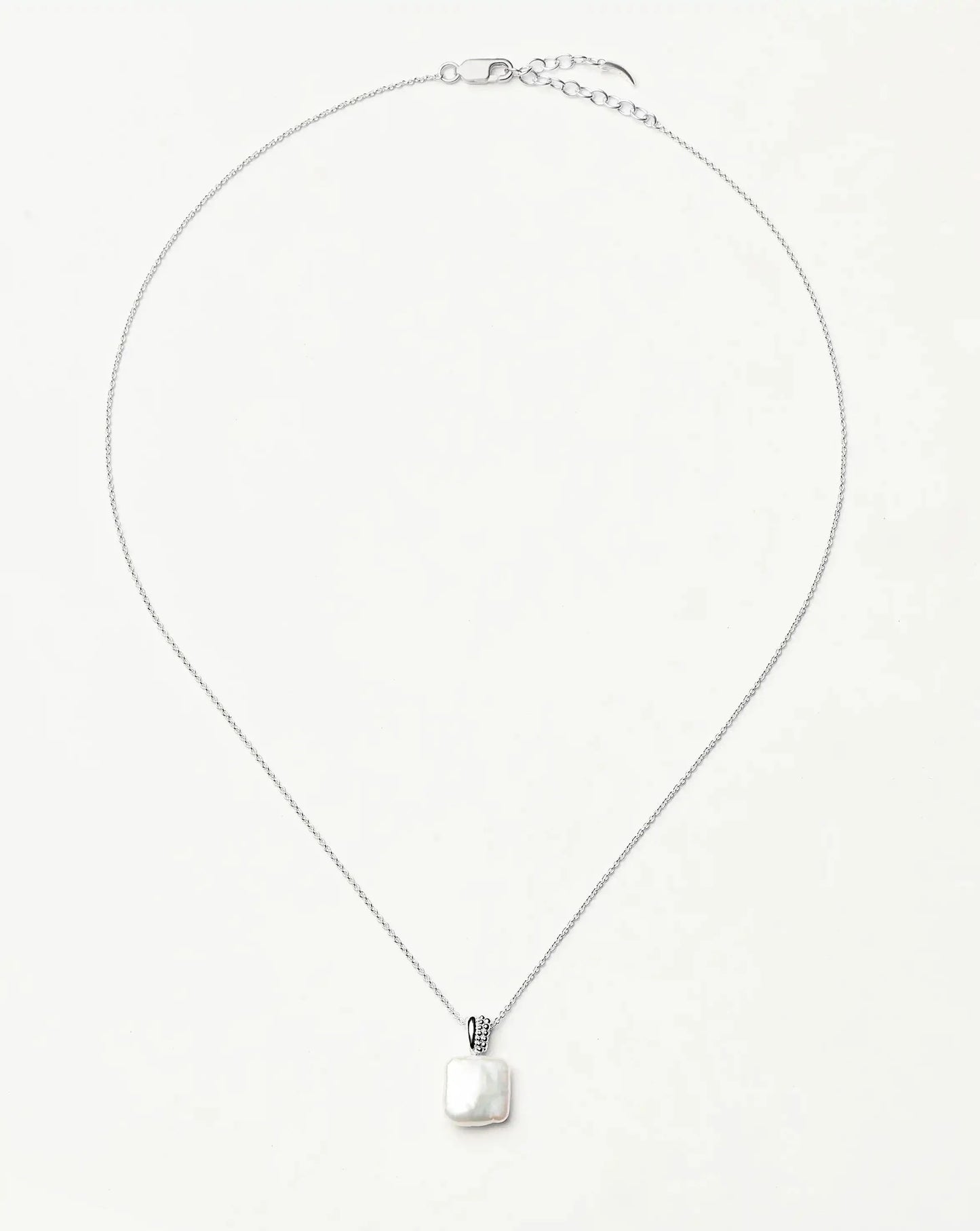 Square Pearl Baya Pendant Necklace | Sterling Silver/Pearl