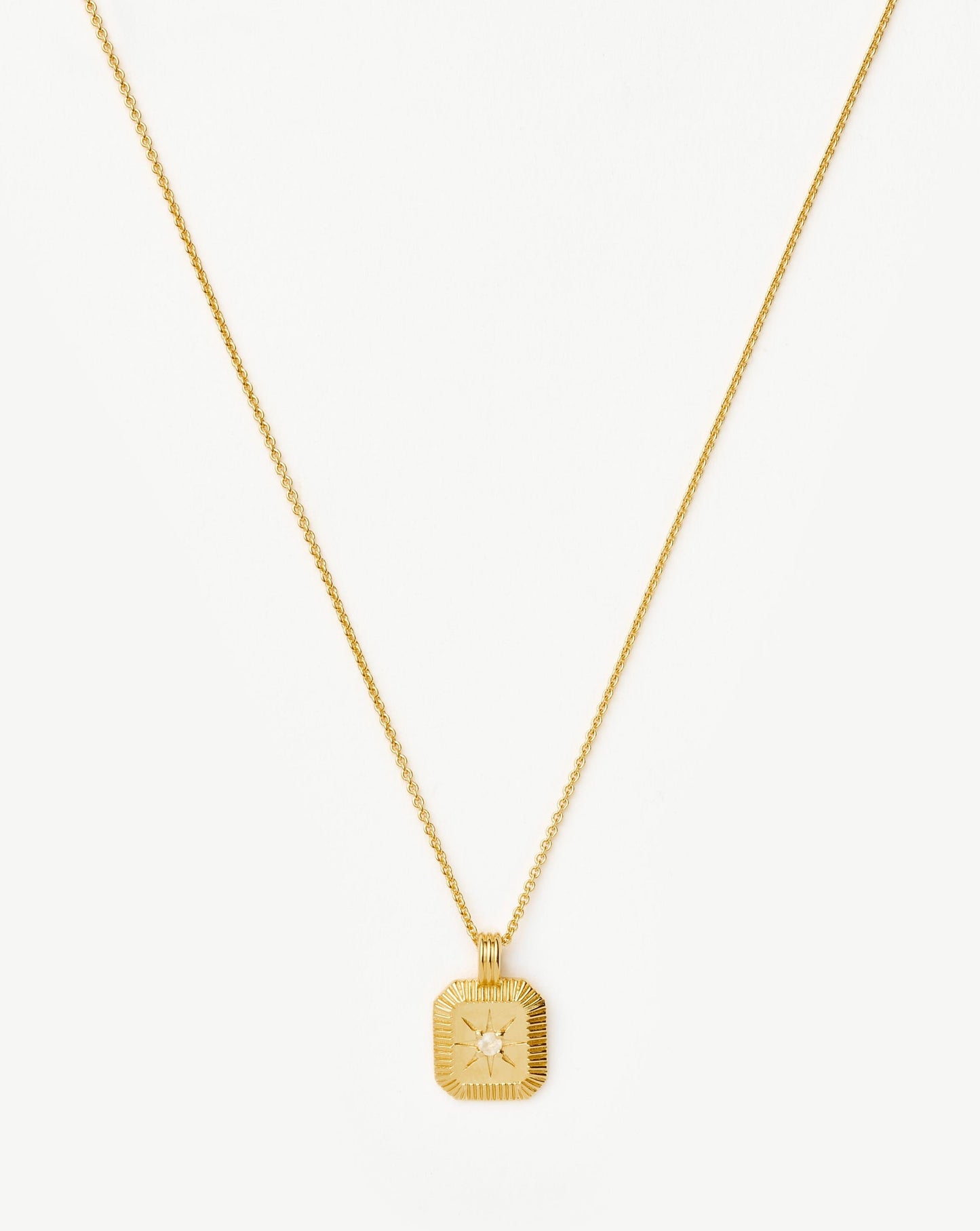 June Birthstone Pendant Necklace | 18k Gold Vermeil/Rainbow Moonstone