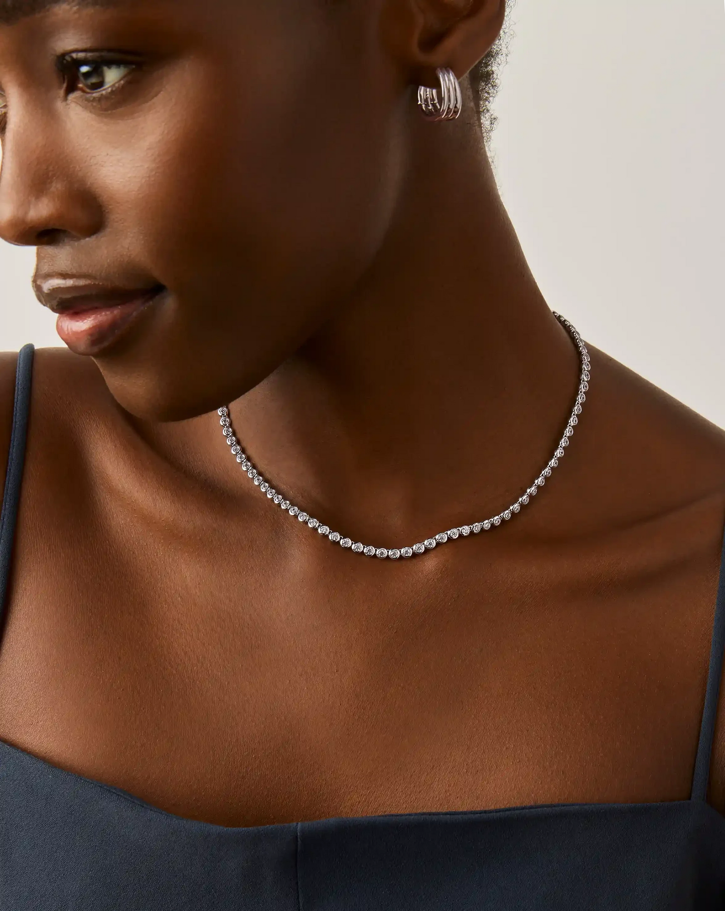 Tennis Round Necklace | Silver Plated/Cubic Zirconia